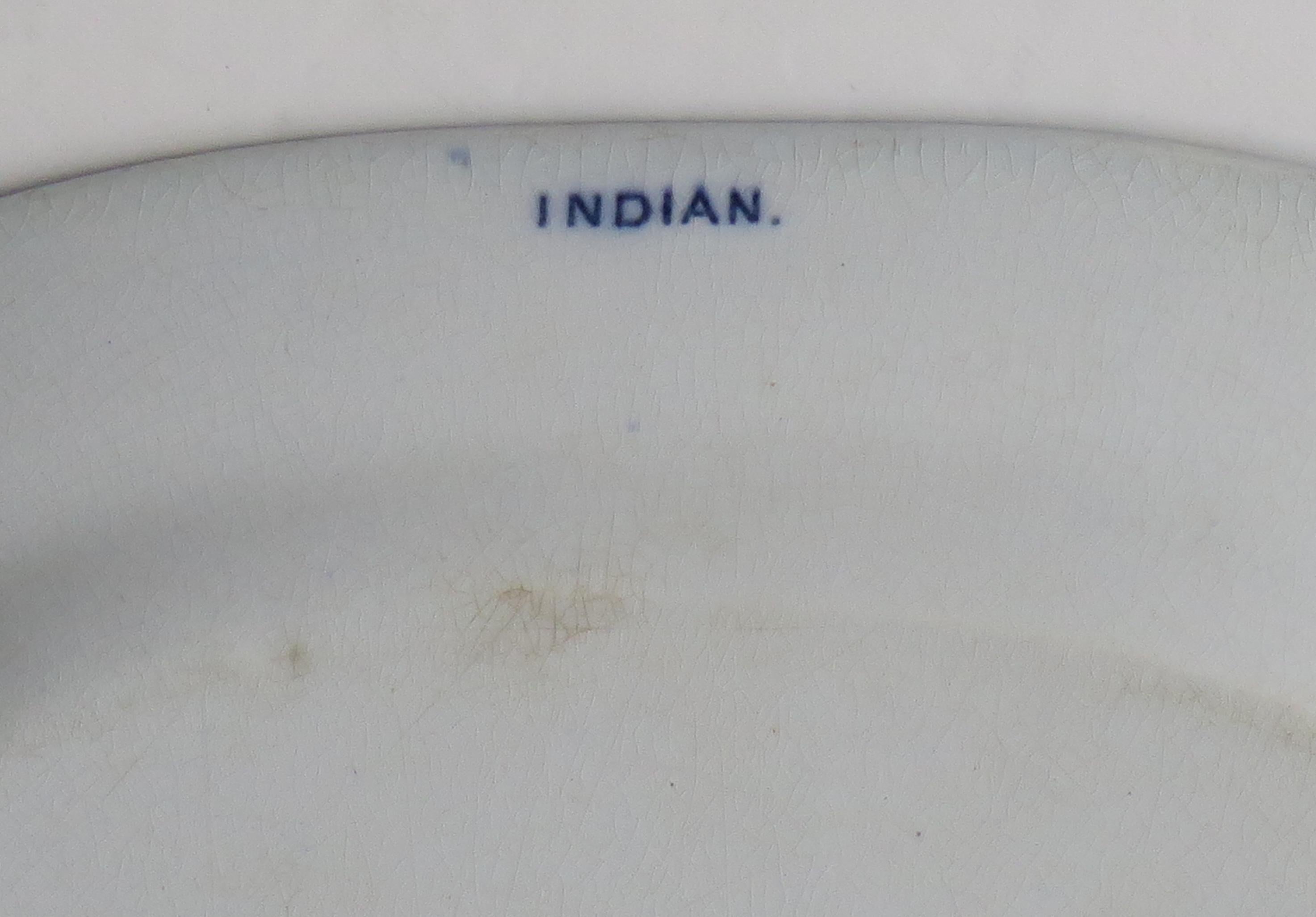 Early 19th C. Pearlware Blue & White Dish or Plate Chital Deer India Ptn, Ca 1820 2