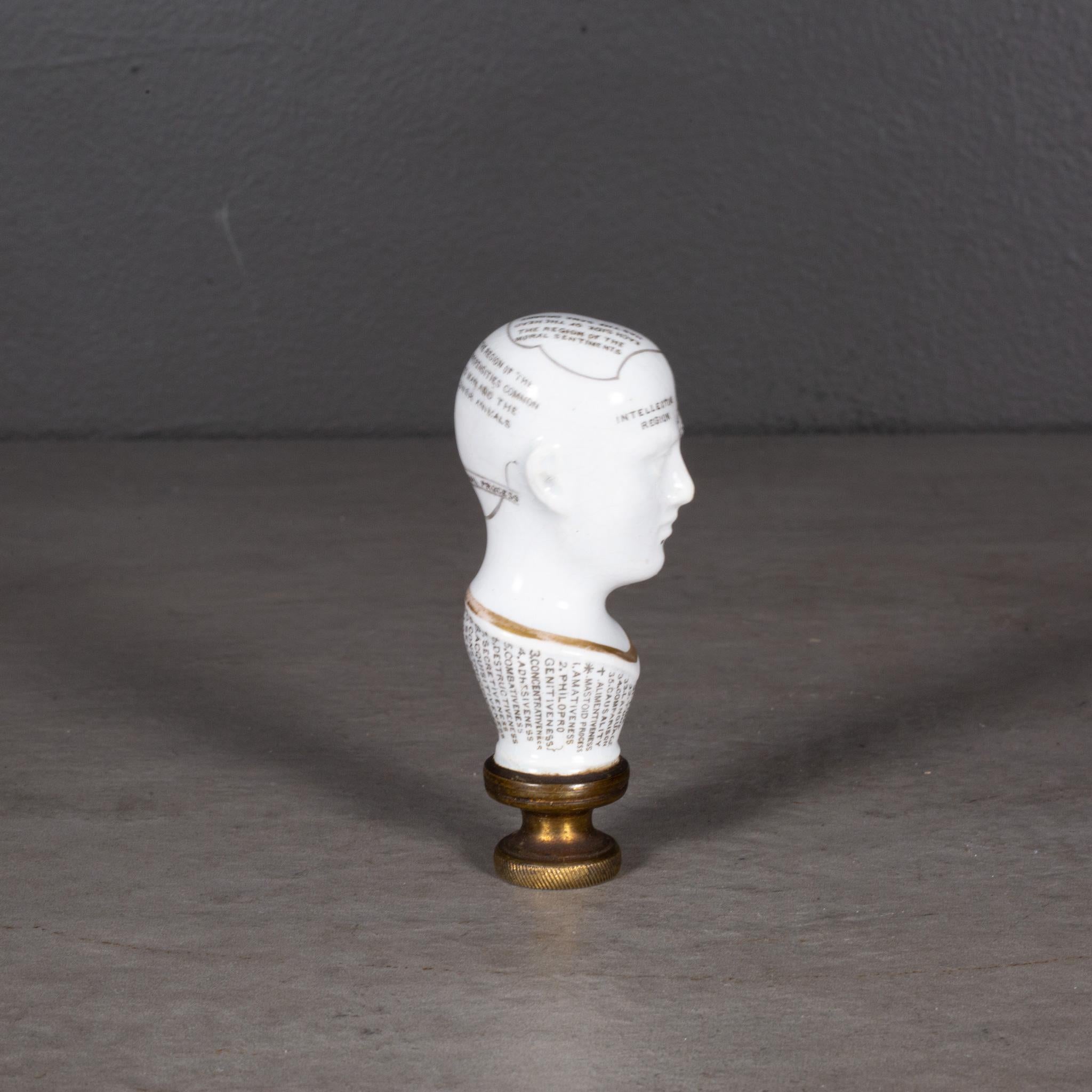 Gold Early 19th c. Porcelain Phrenology Stamp/Pipe Stamper c.1820 (FREE SHIPPING) For Sale