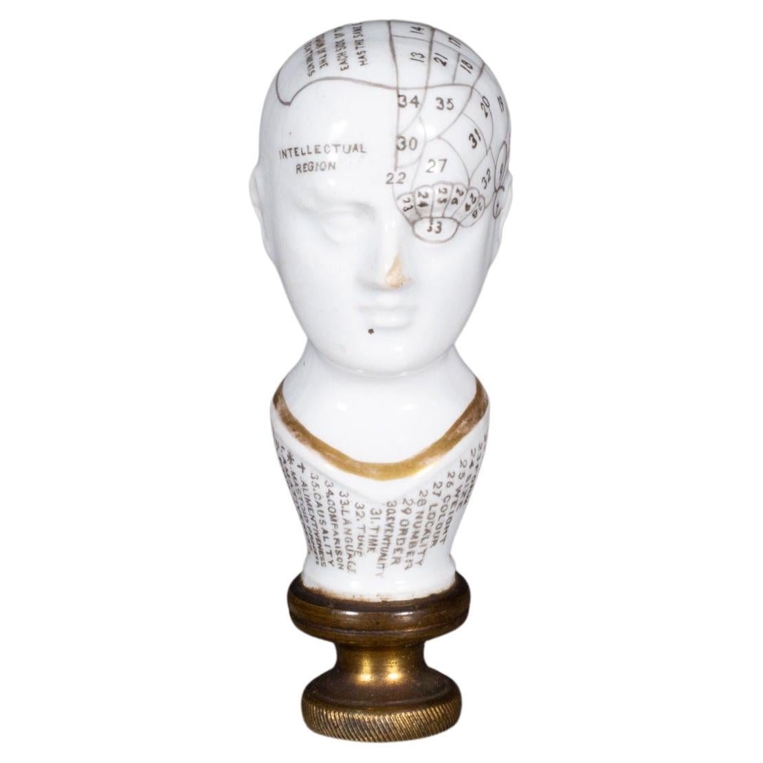 Early 19th c. Porcelain Phrenology Stamp/Pipe Stamper c.1820 (FREE SHIPPING) For Sale