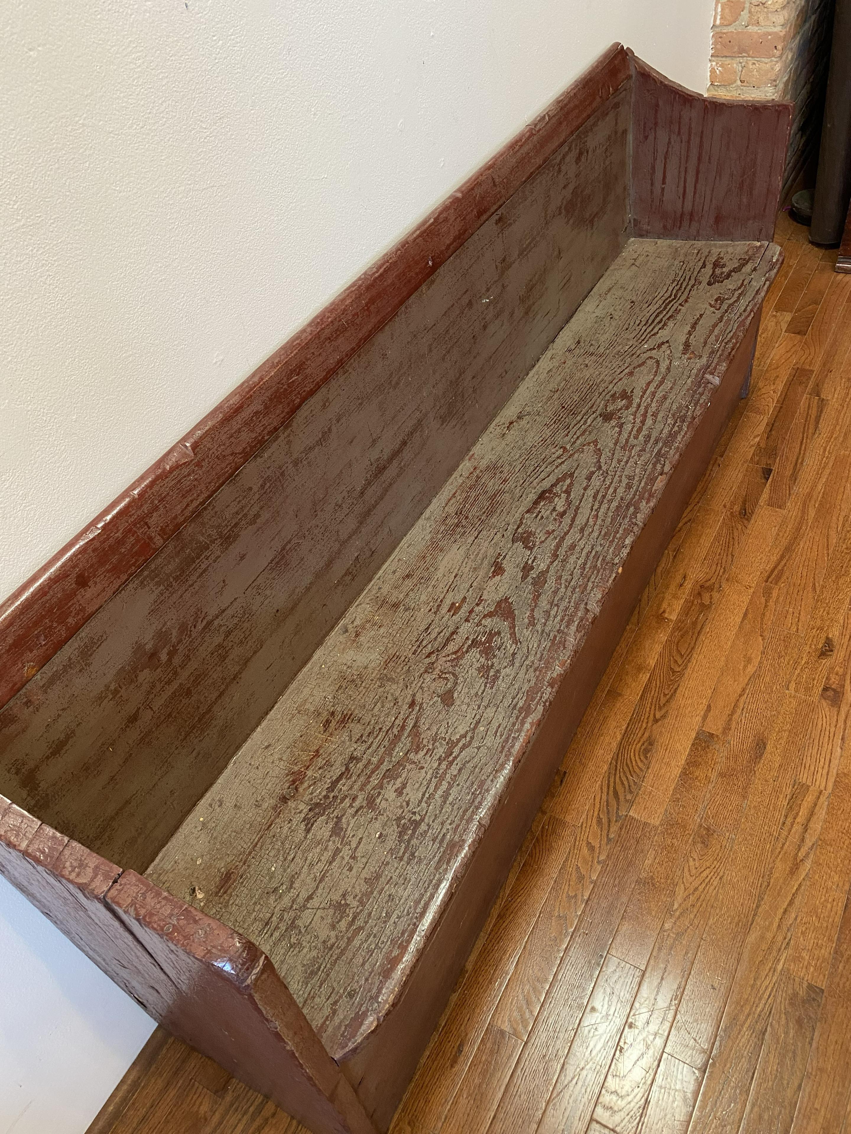 American Early 19th C. Red Wood Bench