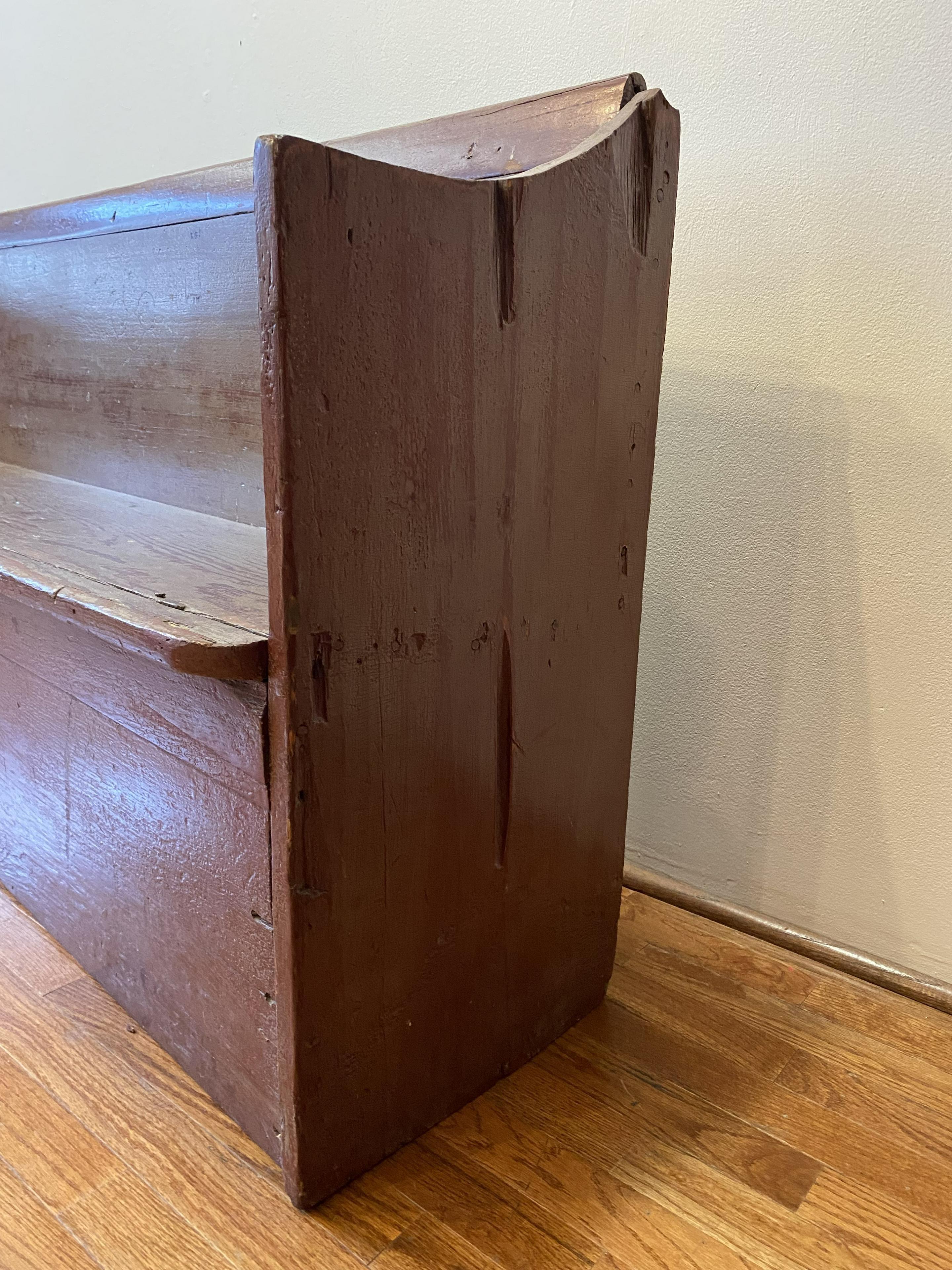 Painted Early 19th C. Red Wood Bench