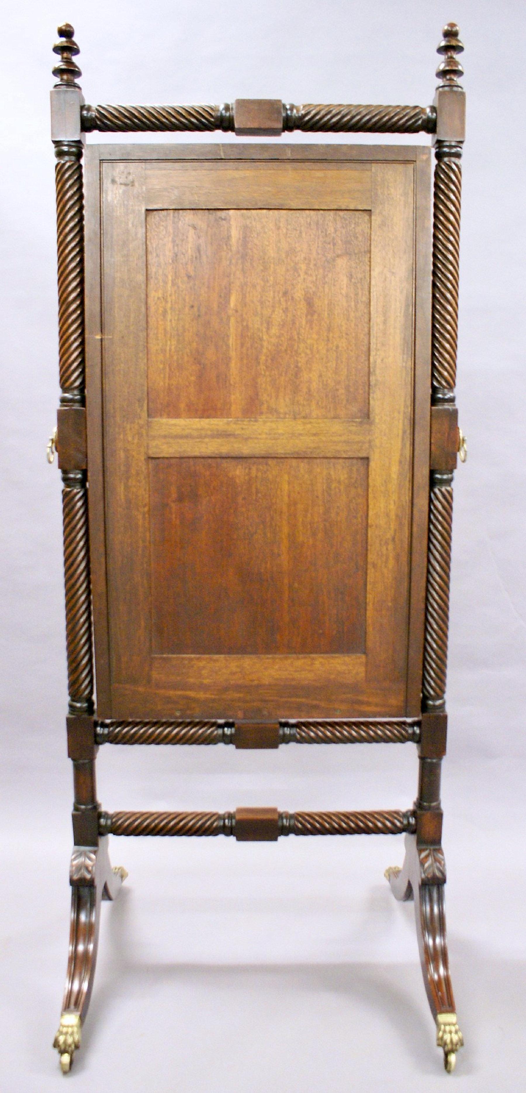Brass Early 19th Century Rosewood Cheval Mirror with Original Mirror