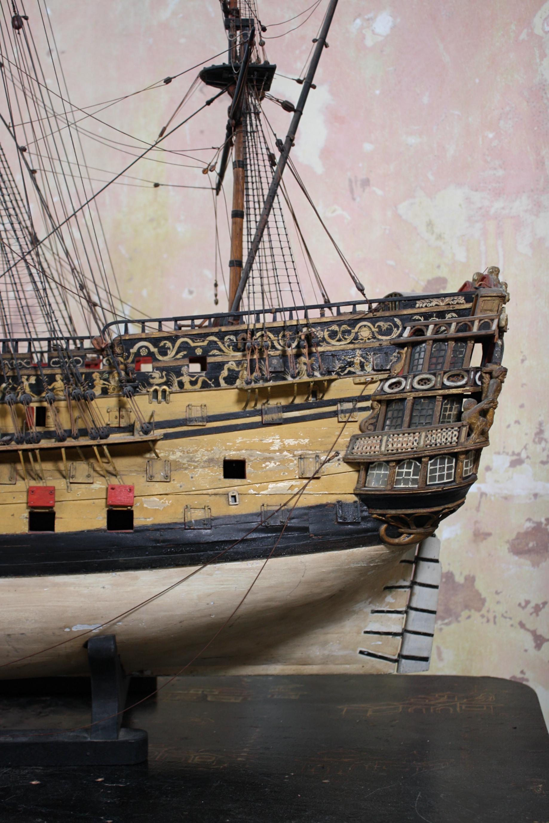 English Early 19th C Royal William 1:48 Scale Model Ship Naval Prov Russell-Cotes Museum