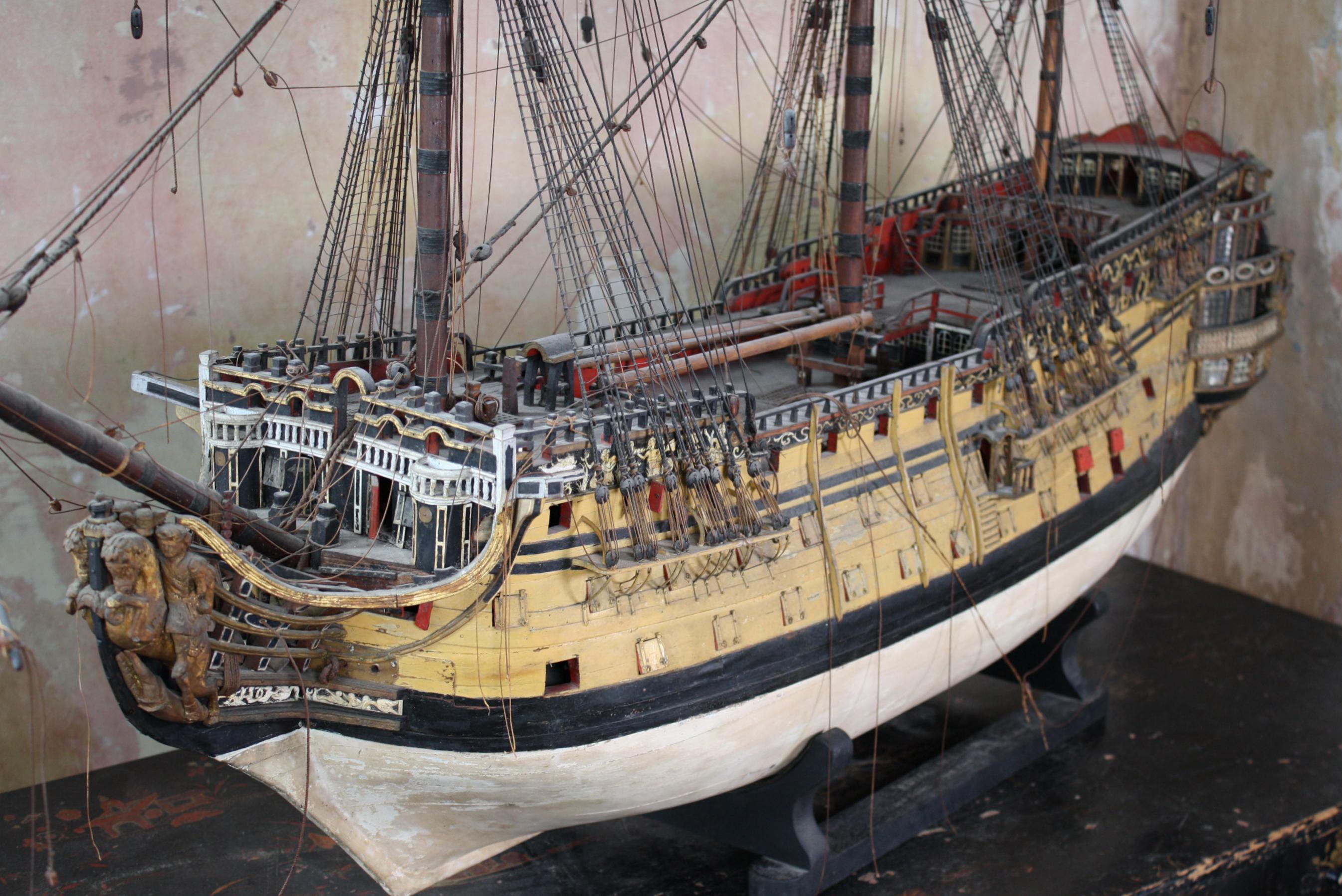 Early 19th C Royal William 1:48 Scale Model Ship Naval Prov Russell-Cotes Museum 3
