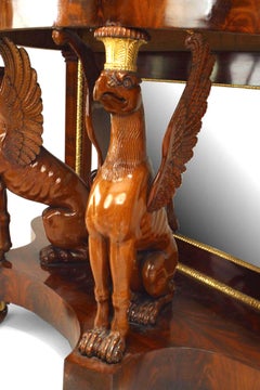 Russian Neoclassic Gilt Mahogany Demilune Console Table