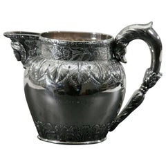 Early 19th C.  S. Kirk Sterling Silver Pitcher with Mask Spout