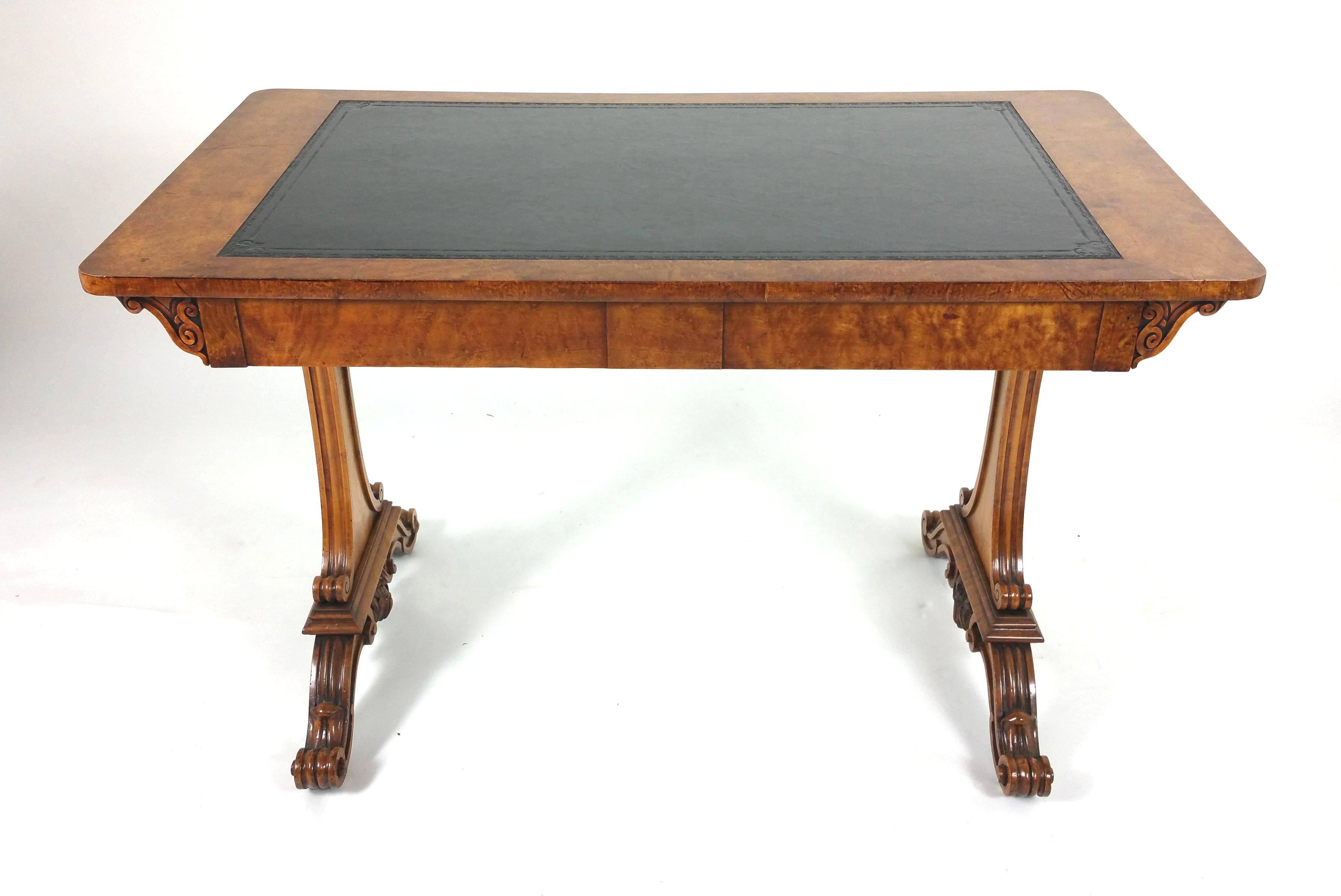 Early 19th Century Satin Birch 2-Drawer Library Table 8