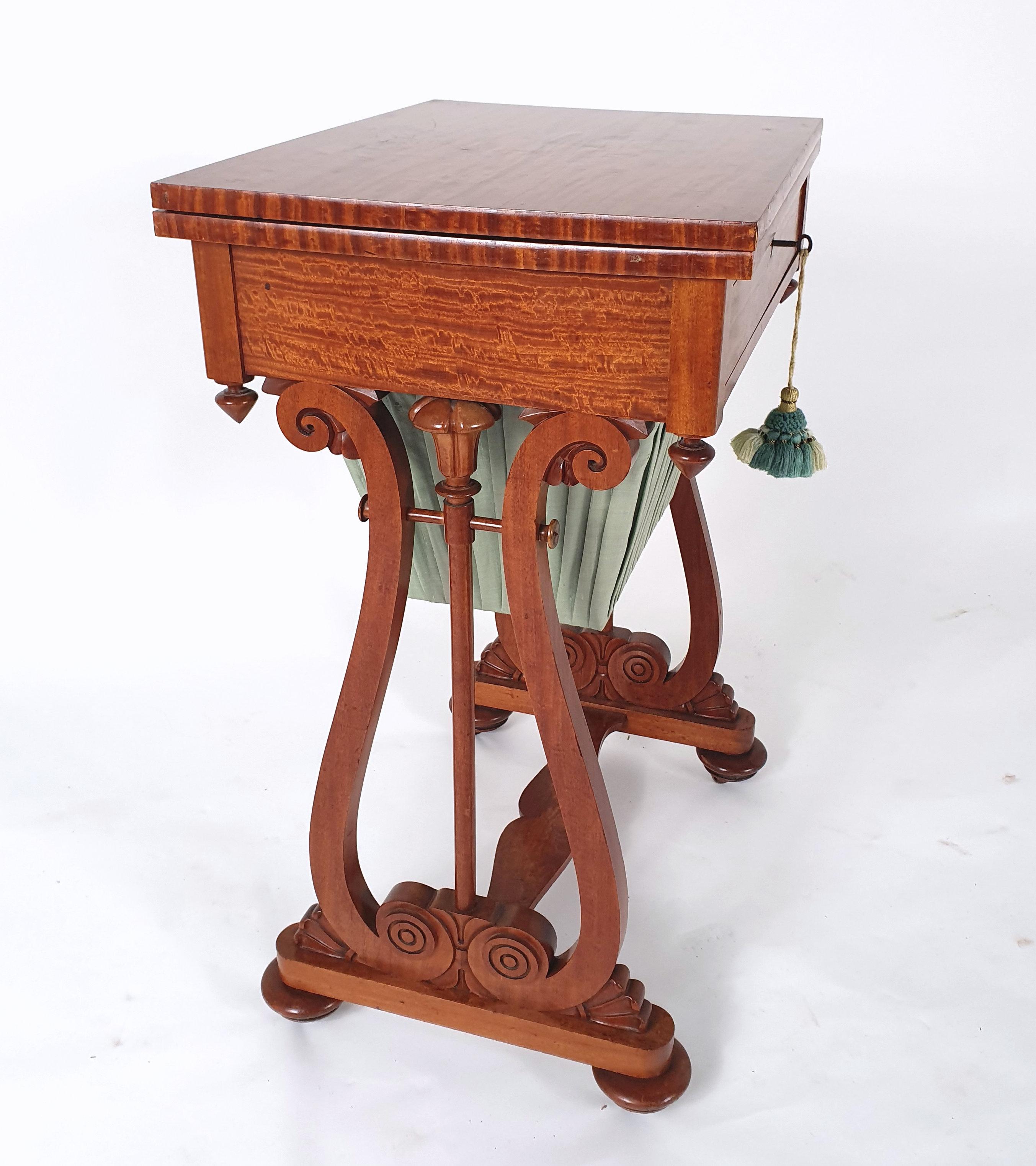 British Early 19th Century Satinwood Games/Work Table with Folding Top For Sale
