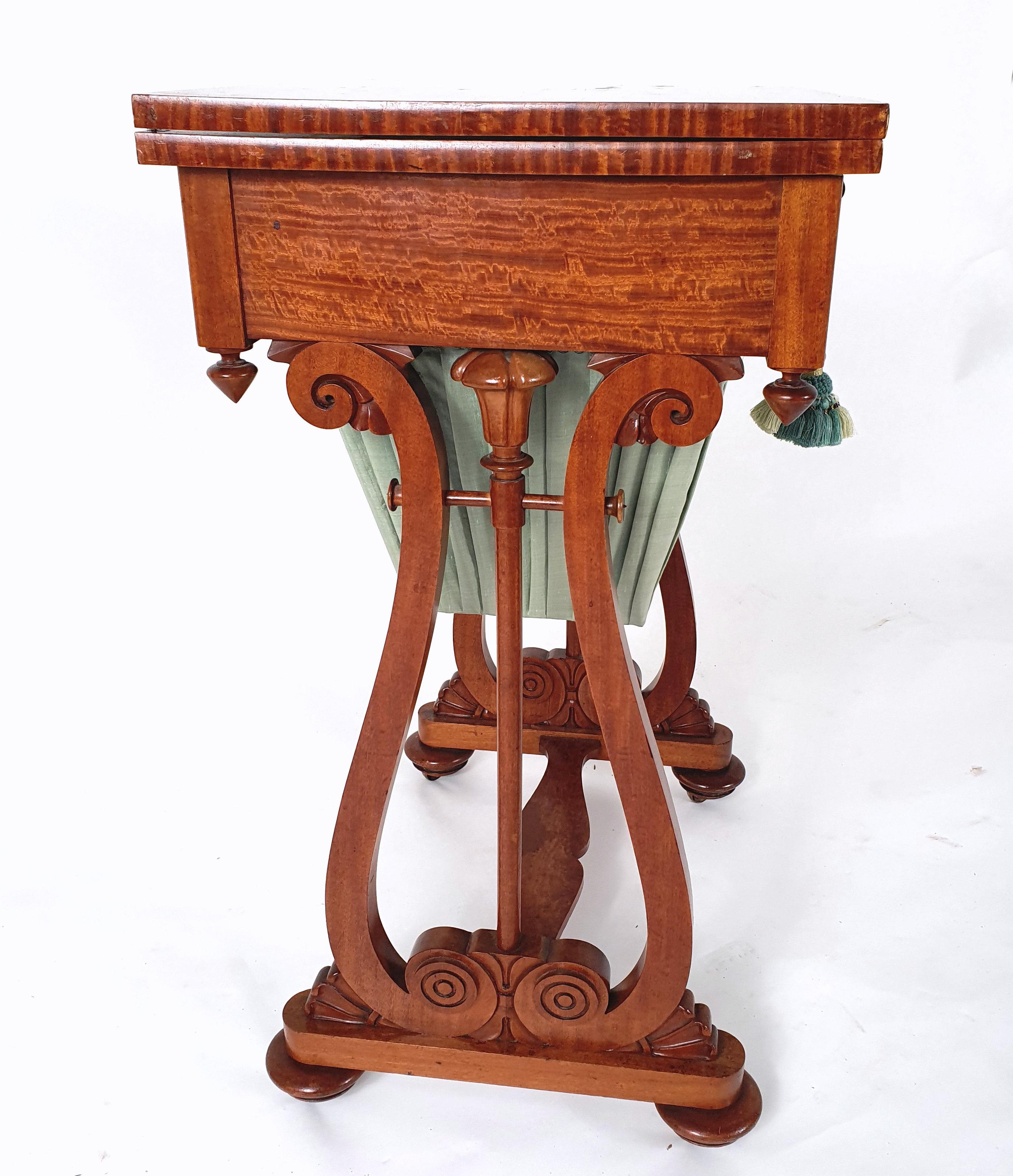 Carved Early 19th Century Satinwood Games/Work Table with Folding Top For Sale