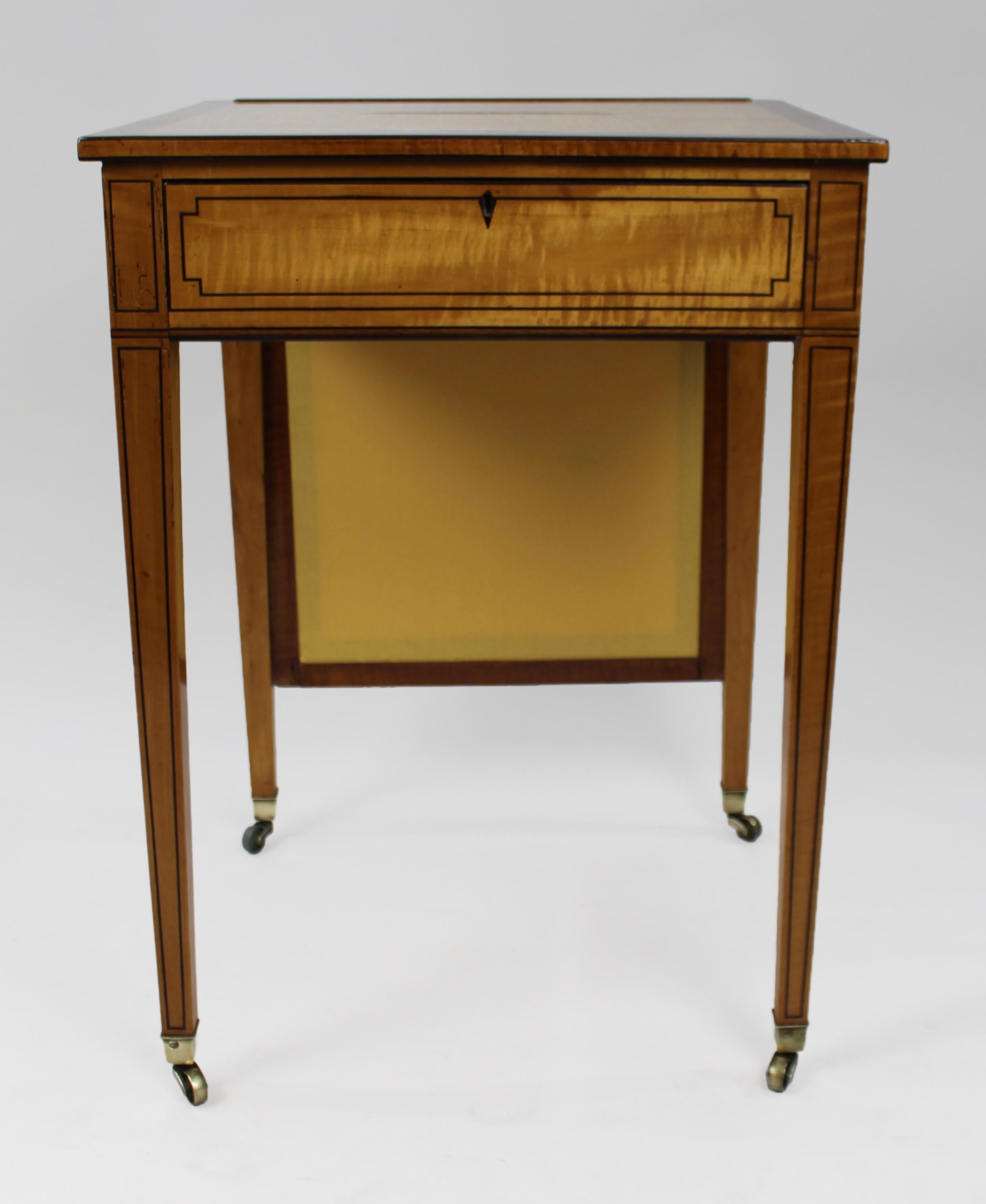 Early 19th C. Sheraton Satinwood Writing Table 1