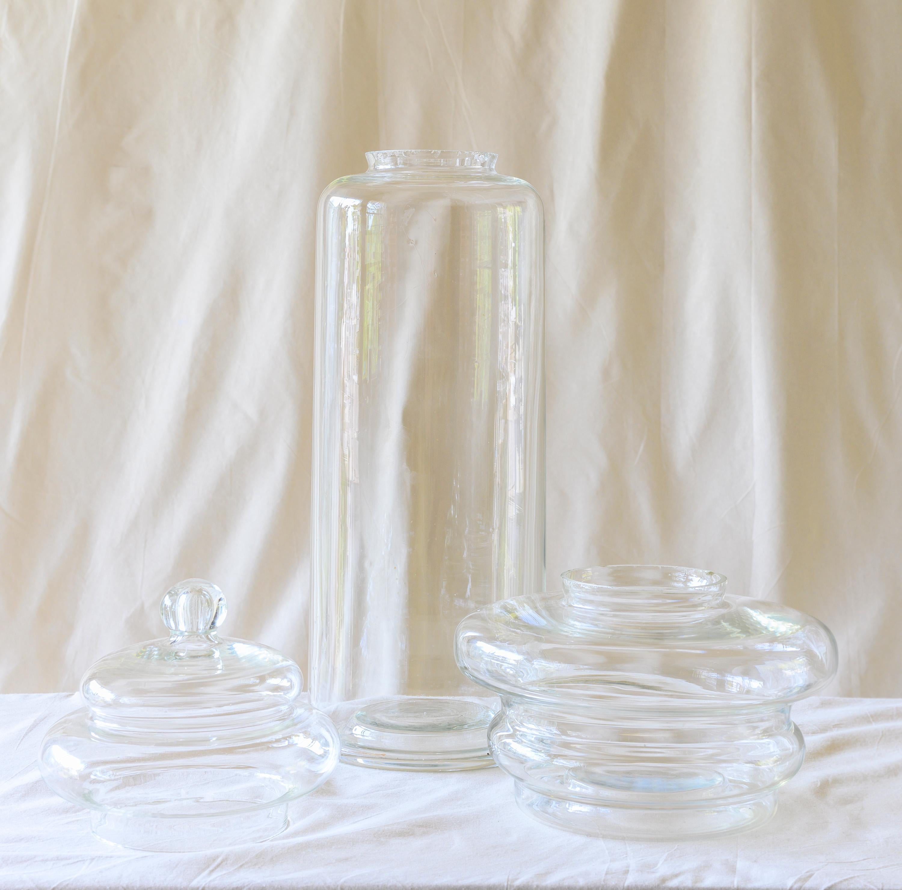 Empire Early 19th C. Sicilian Glass Pharmacy Jar Set, 3 Pieces For Sale