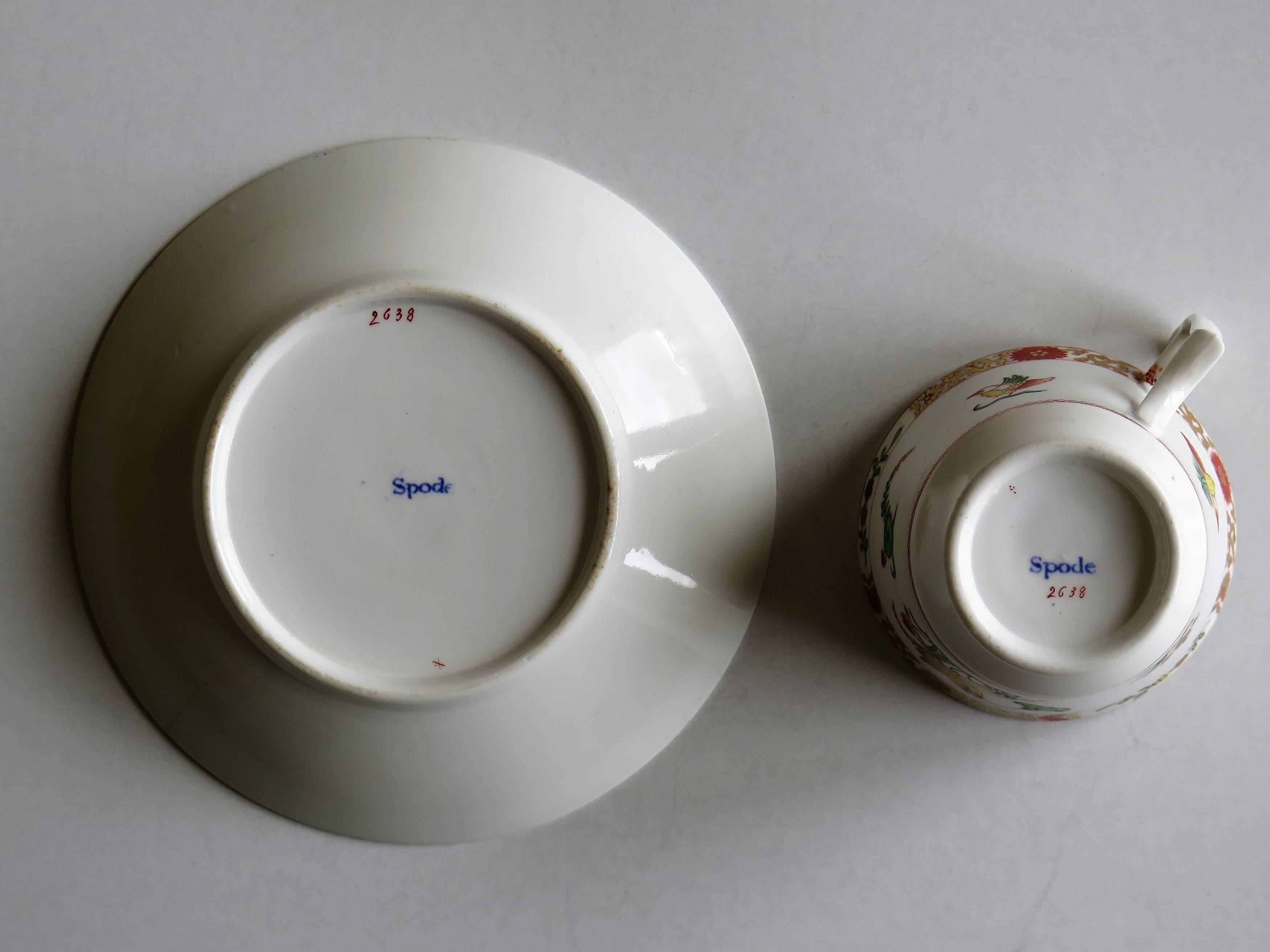 Early 19th C Spode Cup and Saucer Porcelain Chinoiserie Pattern 2638, Circa 1815 12