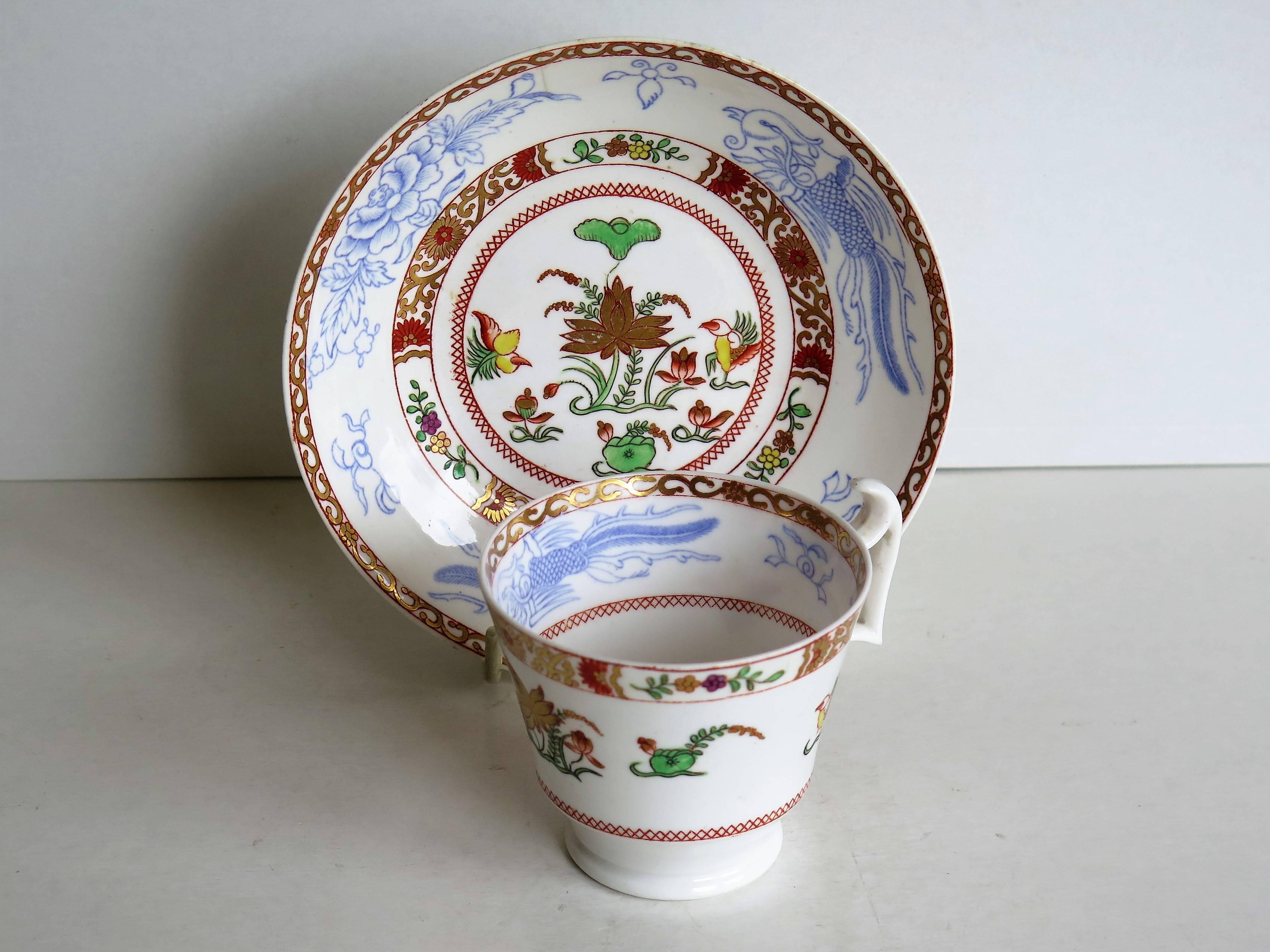 Hand-Painted Early 19th C Spode Cup and Saucer Porcelain Chinoiserie Pattern 2638, Circa 1815