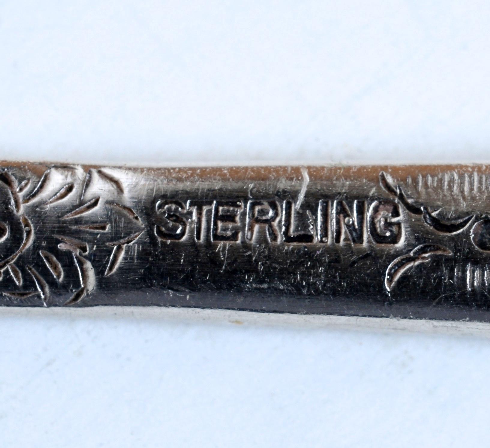 American Early 19th c Sterling Berry Spoon with Embossed Gold Washed Wave Edged Bowl For Sale