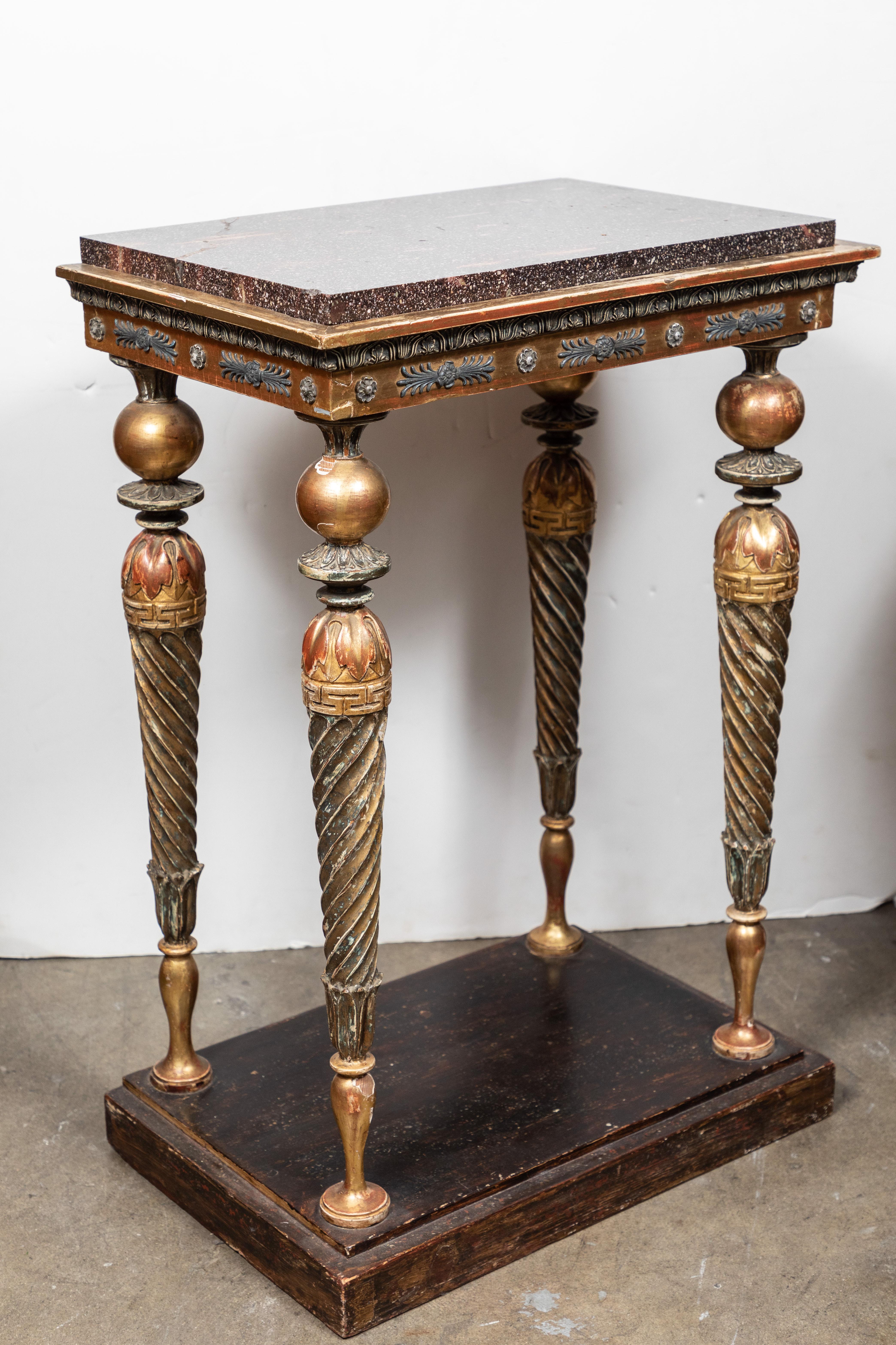 Porphyry Swedish, Neoclassical Petite Console Table For Sale
