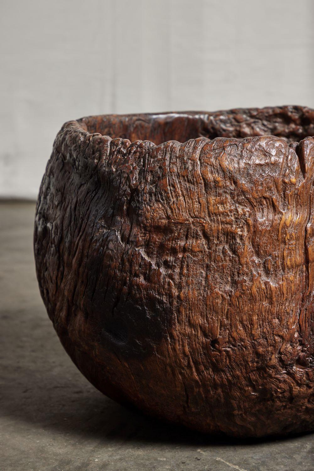 Indonesian Early 19th C. Teak Granary Mortar Bowl For Sale