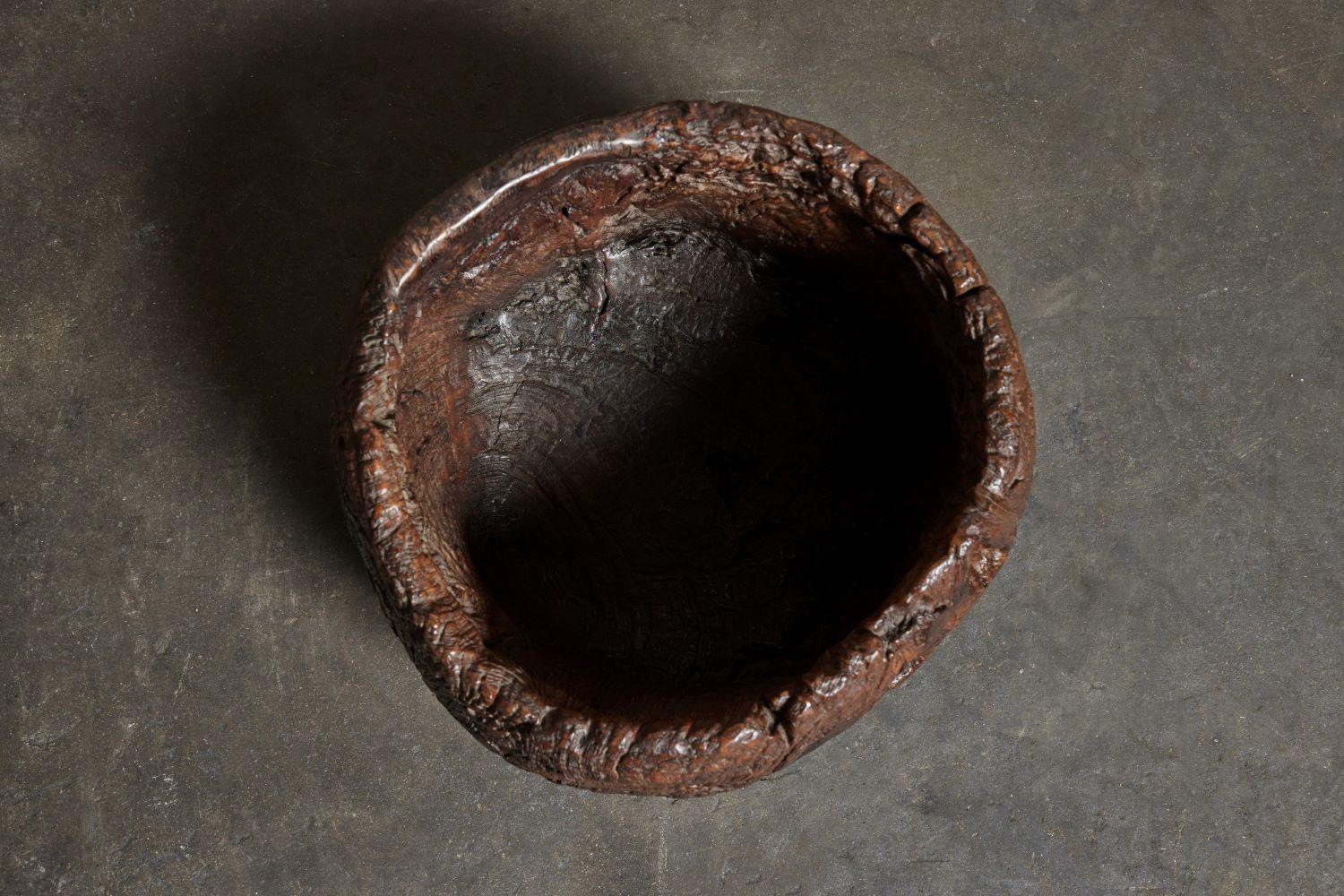 Early 19th C. Teak Granary Mortar Bowl In Good Condition For Sale In Pasadena, CA