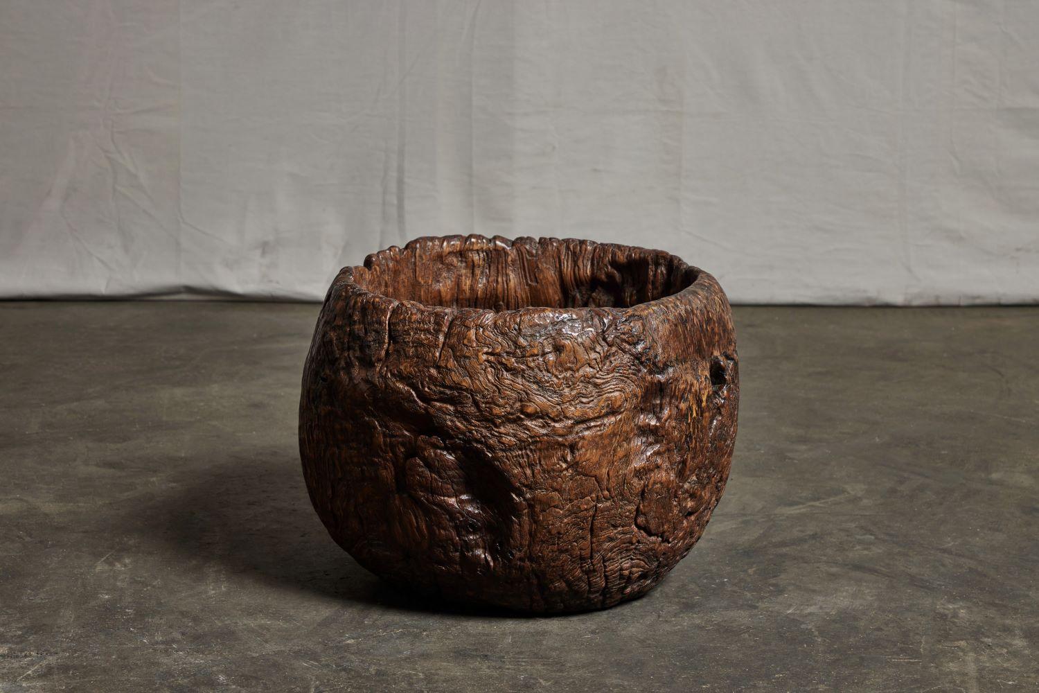 19th Century Early 19th C. Teak Granary Mortar Bowl For Sale
