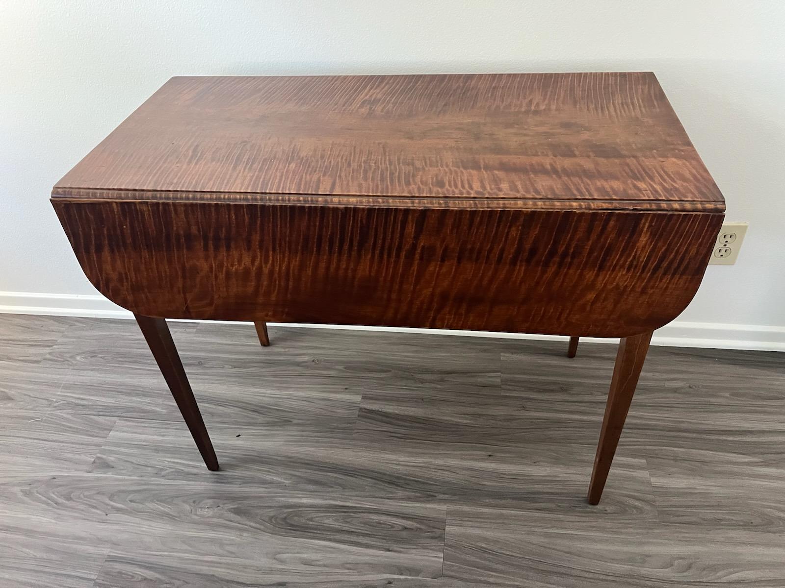 Wood Early 19th C Tiger Eye Drop Leaf Table For Sale