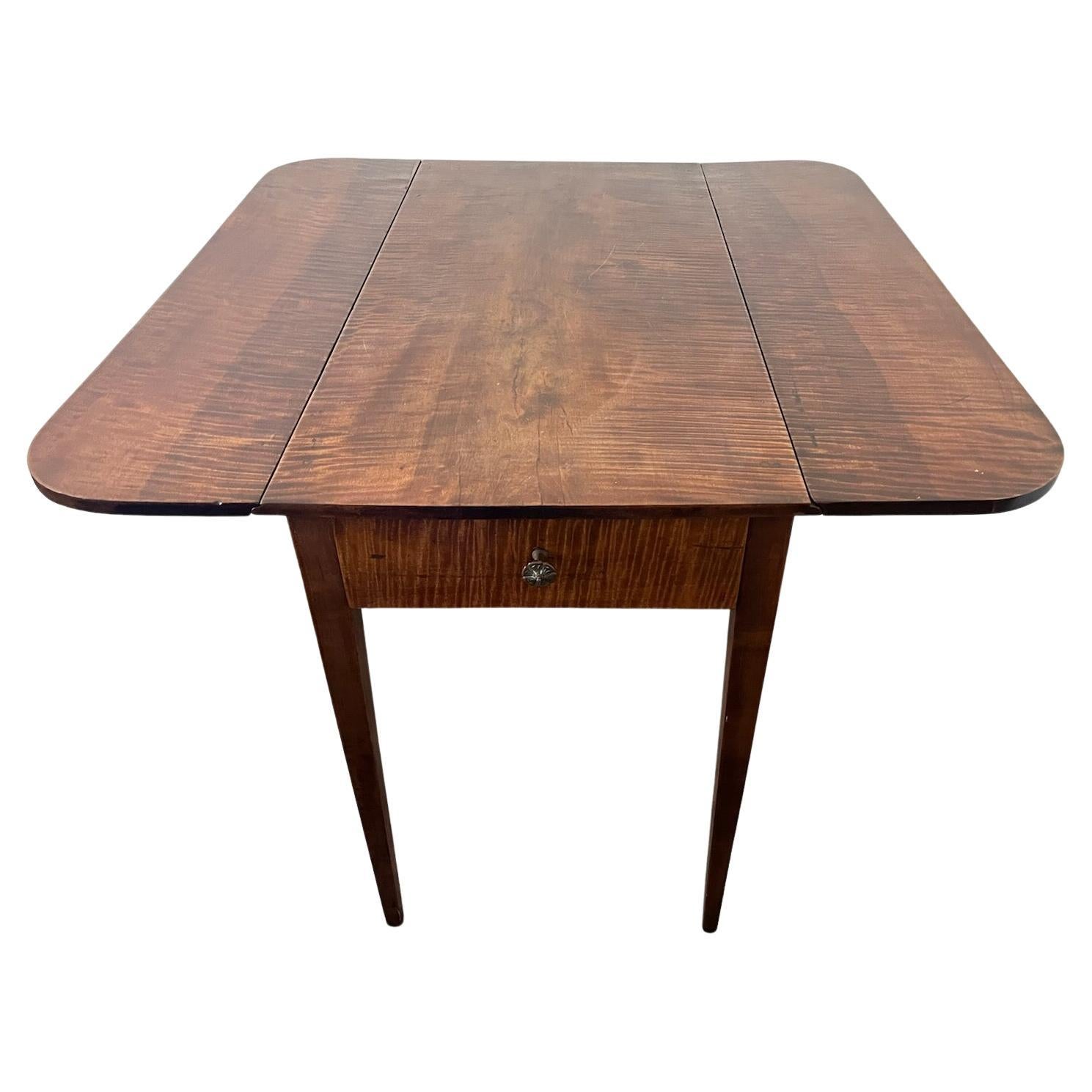 Early 19th C Tiger Eye Drop Leaf Table For Sale