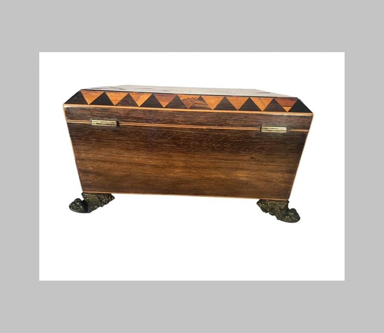 Early 19th C. Tunbridge Ware Work / Sewing Box with Geometric Inlay For Sale 3