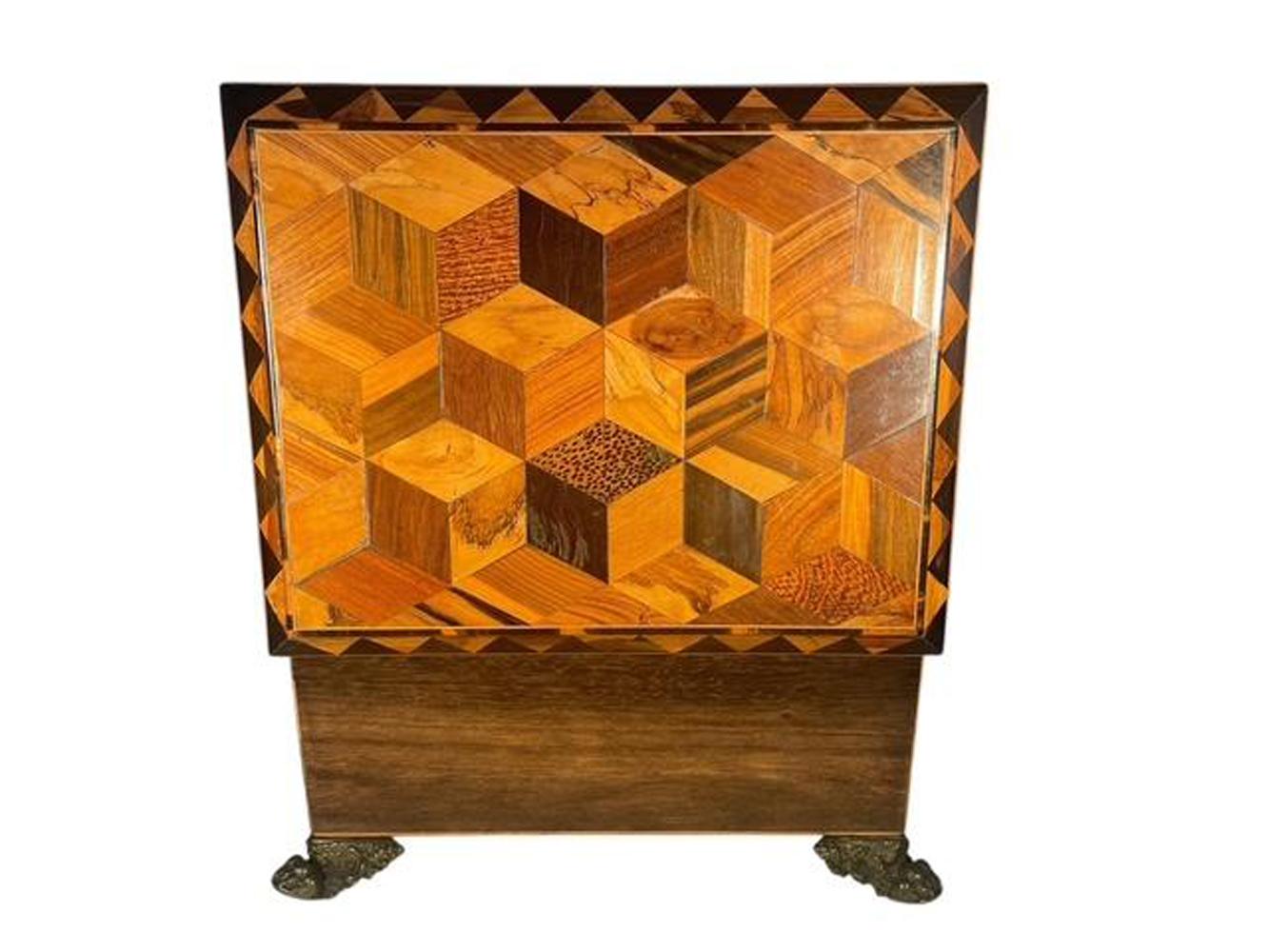 Early 19th C. Tunbridge Ware Work / Sewing Box with Geometric Inlay For Sale 2