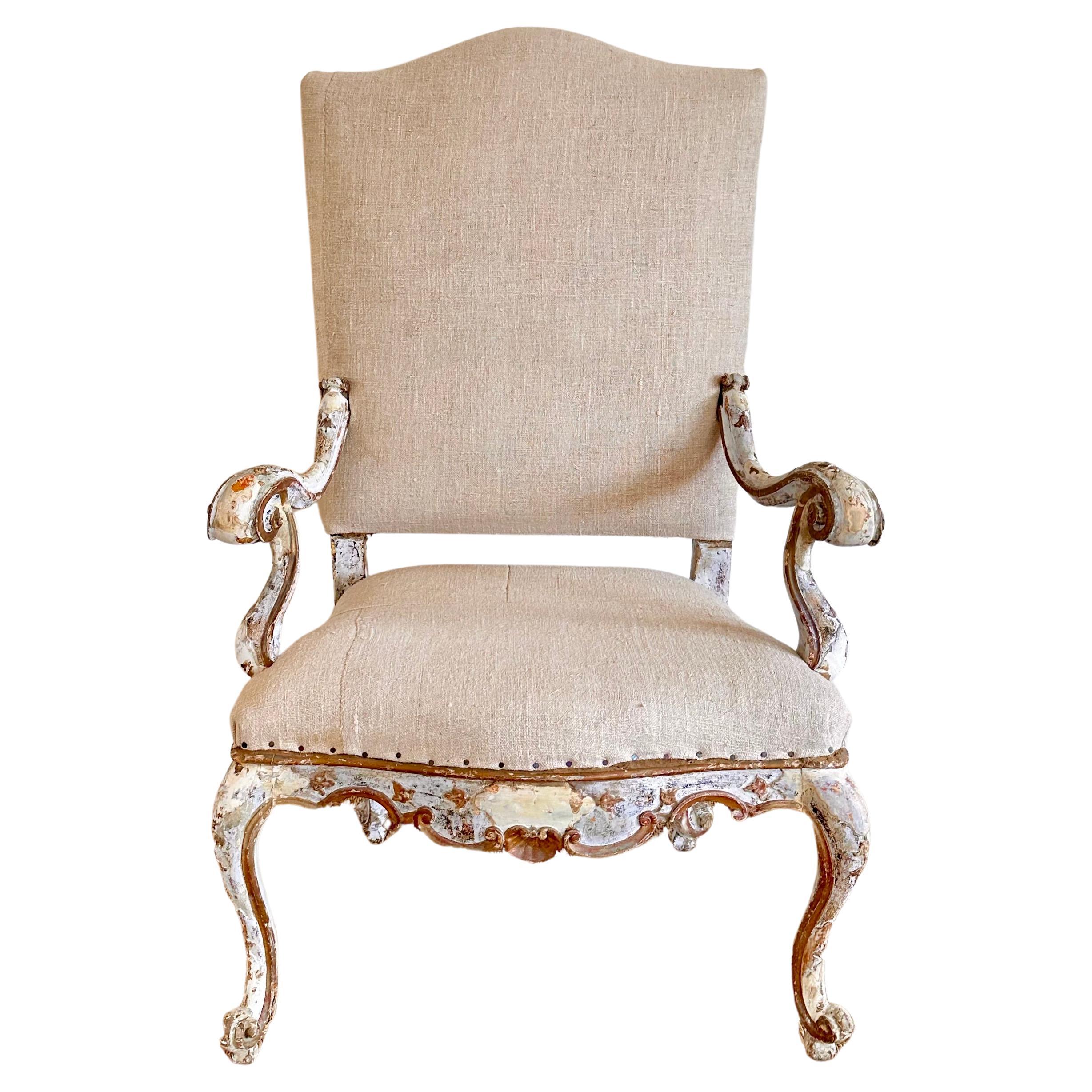 Late 18th c Baroque Italian Armchair  For Sale
