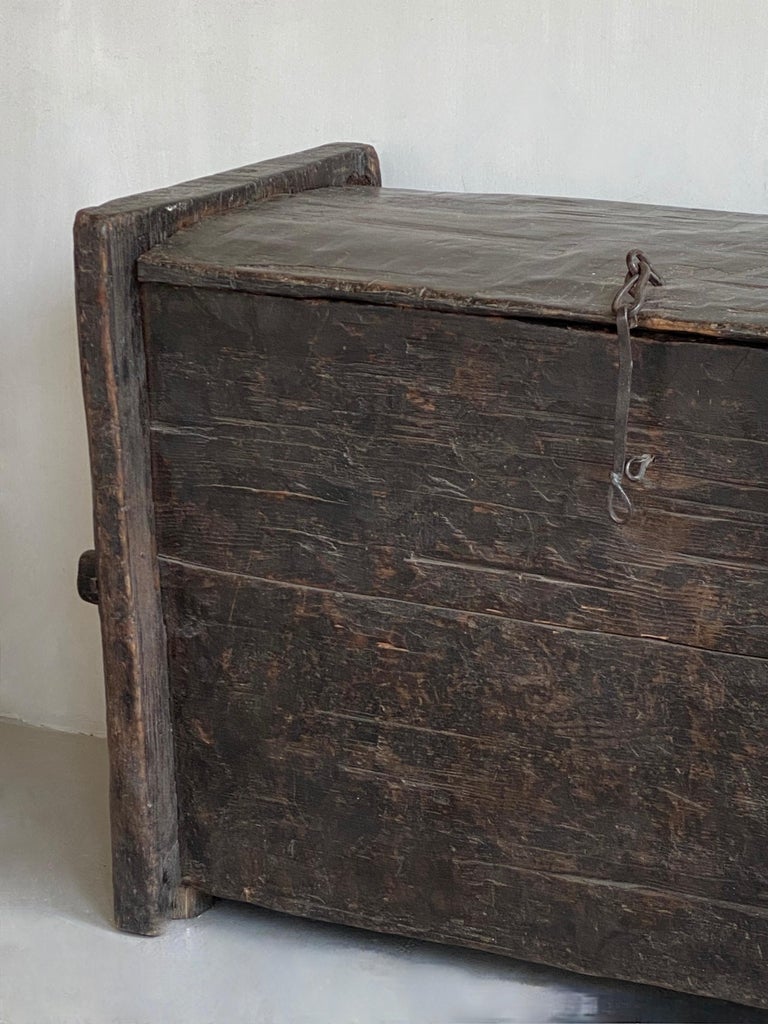 A unique Wabi Sabi piece, beautiful in its imperfection! A very early 19th century solid blanket chest in very good condition. This is a piece that can have a useful place in any room, kitchen, living room or as a storage space for the children.