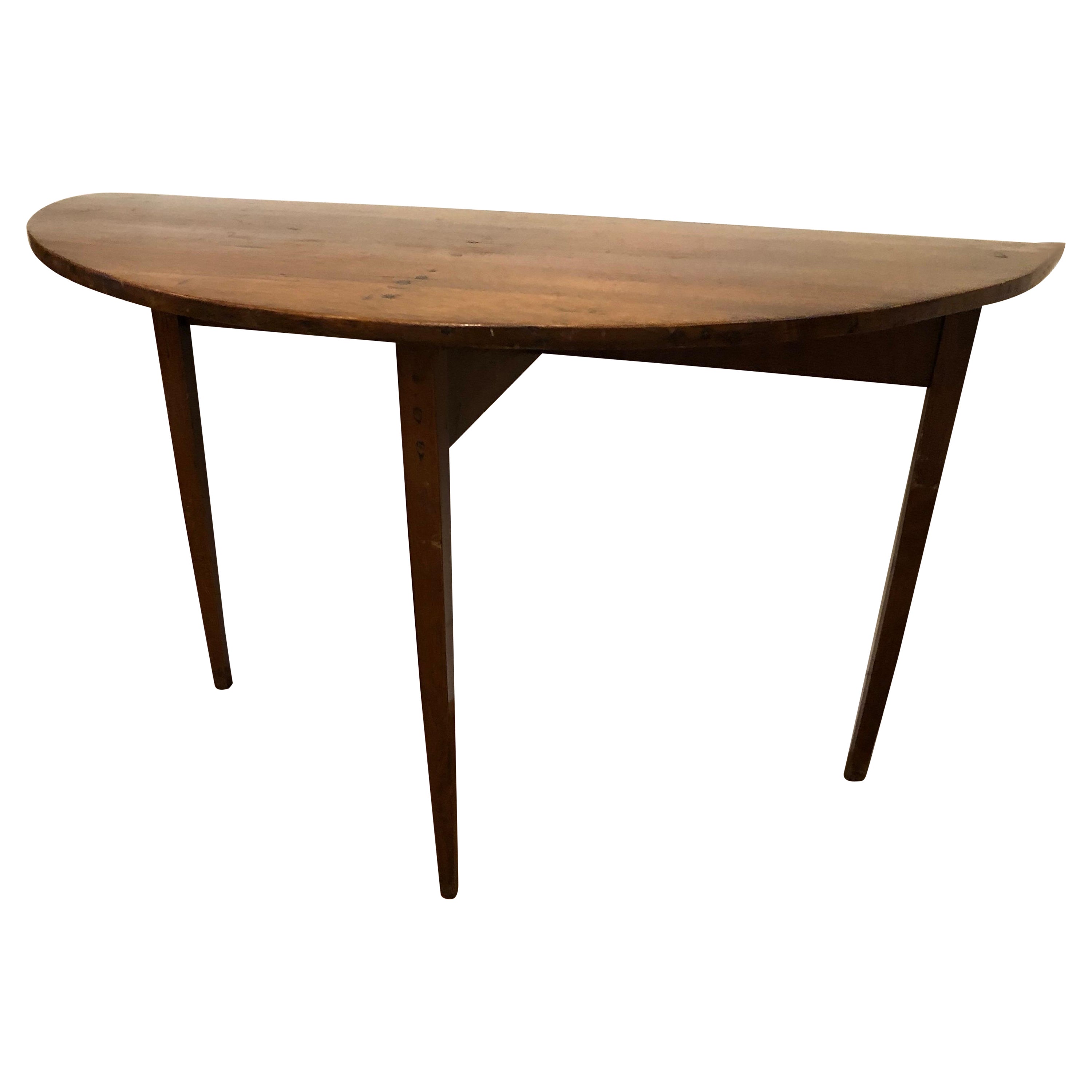 Early 19th C. Walnut Demilune Table