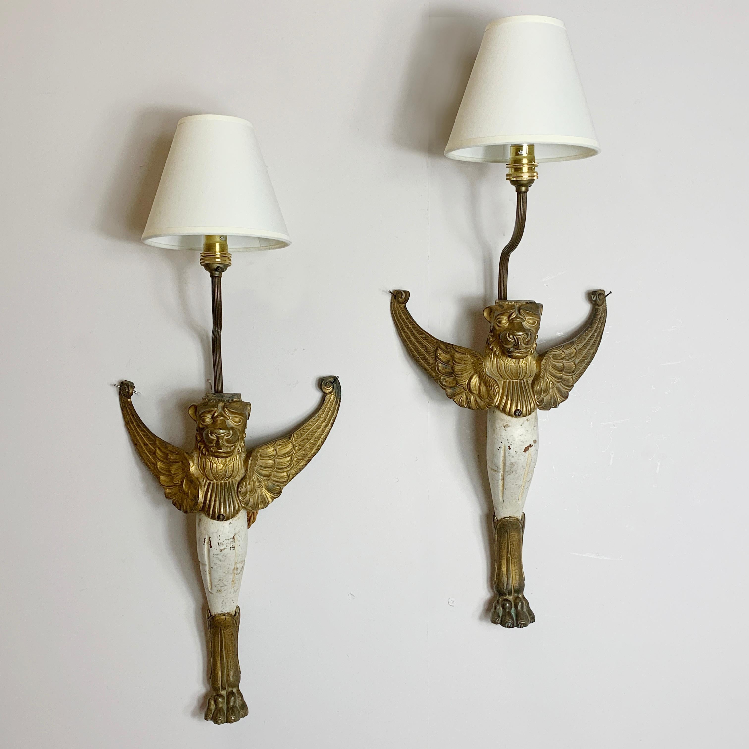 English Early 19th Century, Winged Griffin Wall Lights