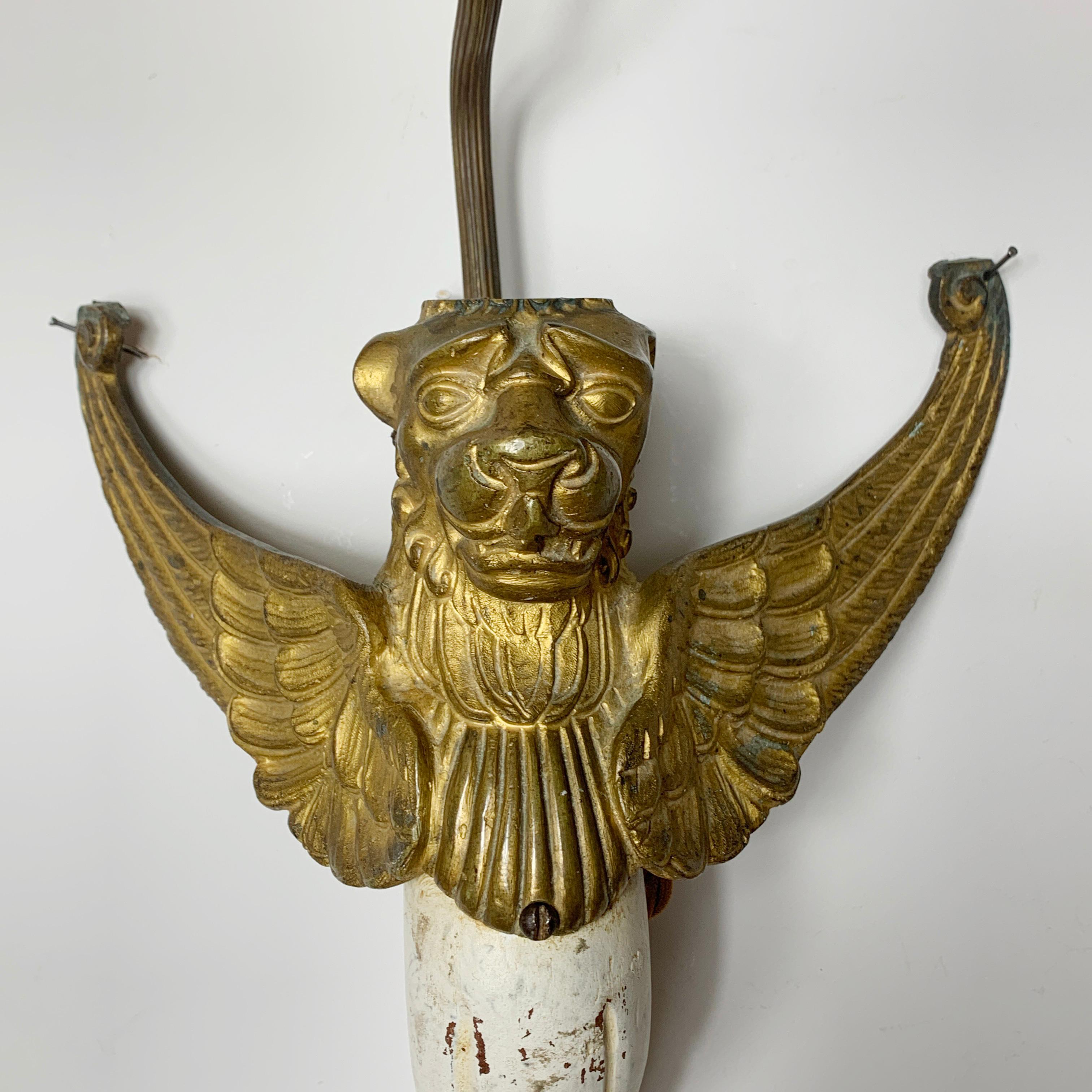 Brass Early 19th Century, Winged Griffin Wall Lights