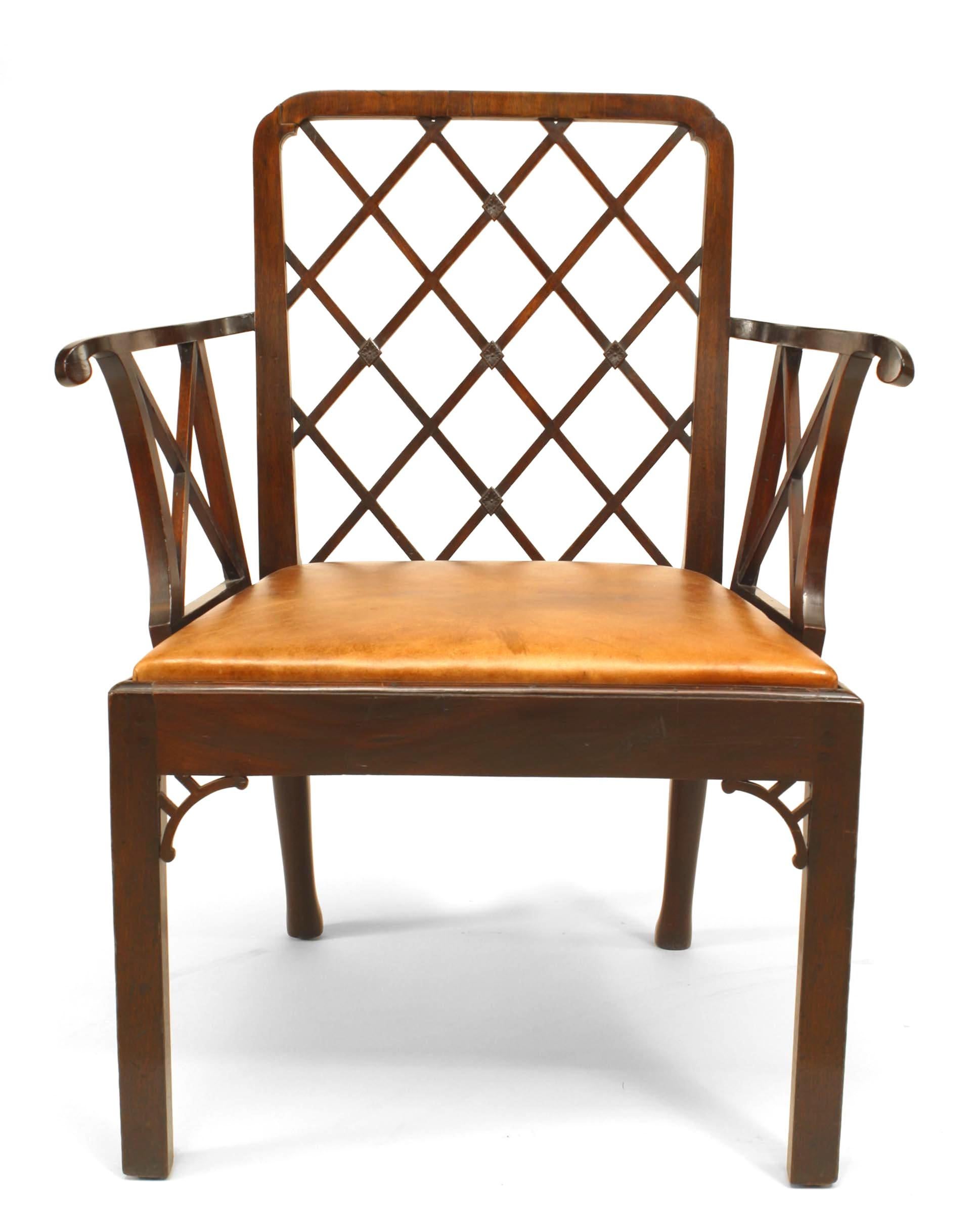 English Georgian-style (18/19th Century) mahogany lattice back 