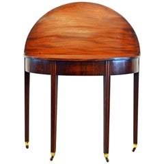 Early 19th Century English Georgian Mahogany Demi Lune Folding Top Game Table