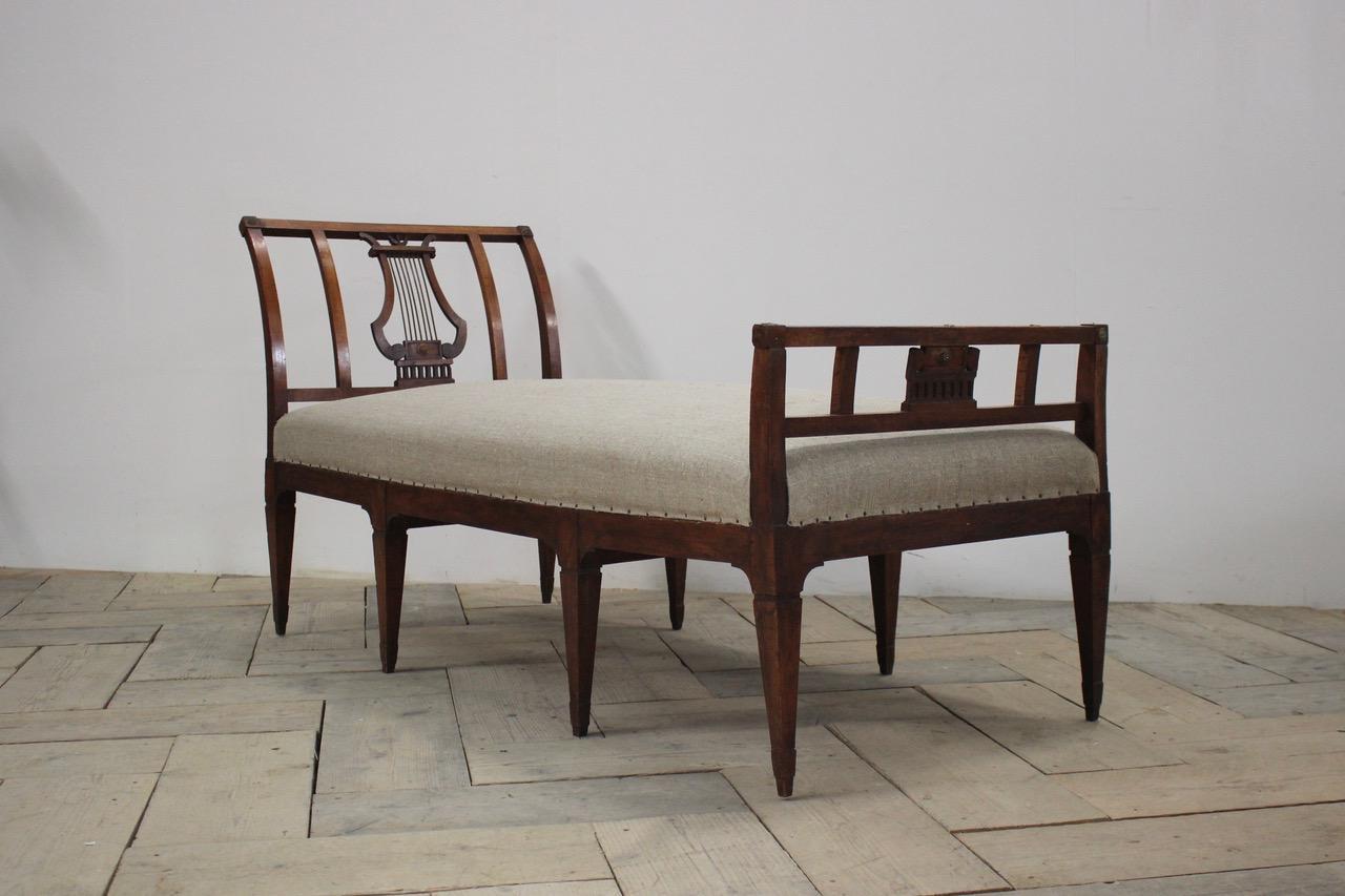 A good quality and with lovely colour, early 19th century French walnut daybed, having been reupholstered by us recently in neutral linen.
Measurements: 48cm High (floor to seat),
France.