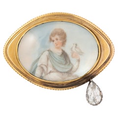 Early 19th Century 18K Rock Crystal Lover's Eye with Silver & Paste Teardrop