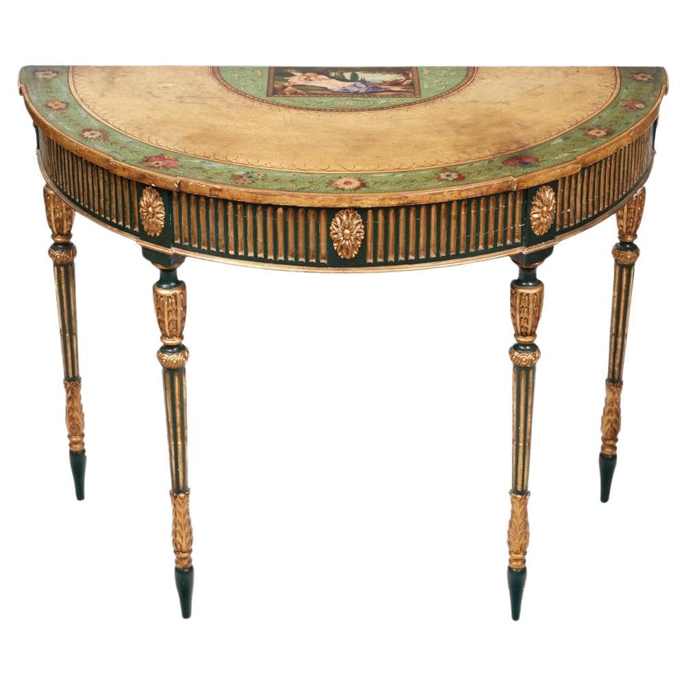 Début du 19ème siècle, table console Demi-Lune de style Adams