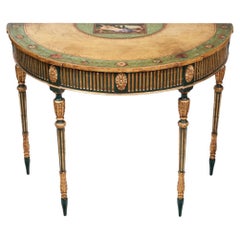 Antique Early 19th Century Adam Style Verdigris Demi-Lune Console Table