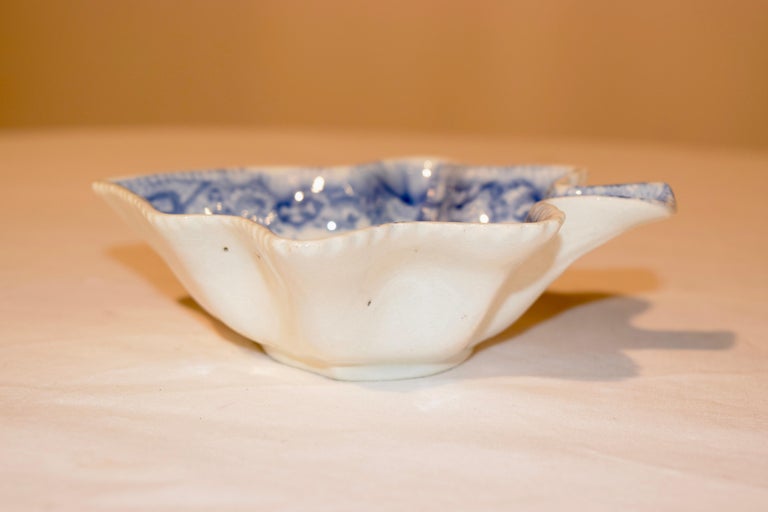 Early 19th century transfer ware Adams dish in a leaf shaped mold in the famous 