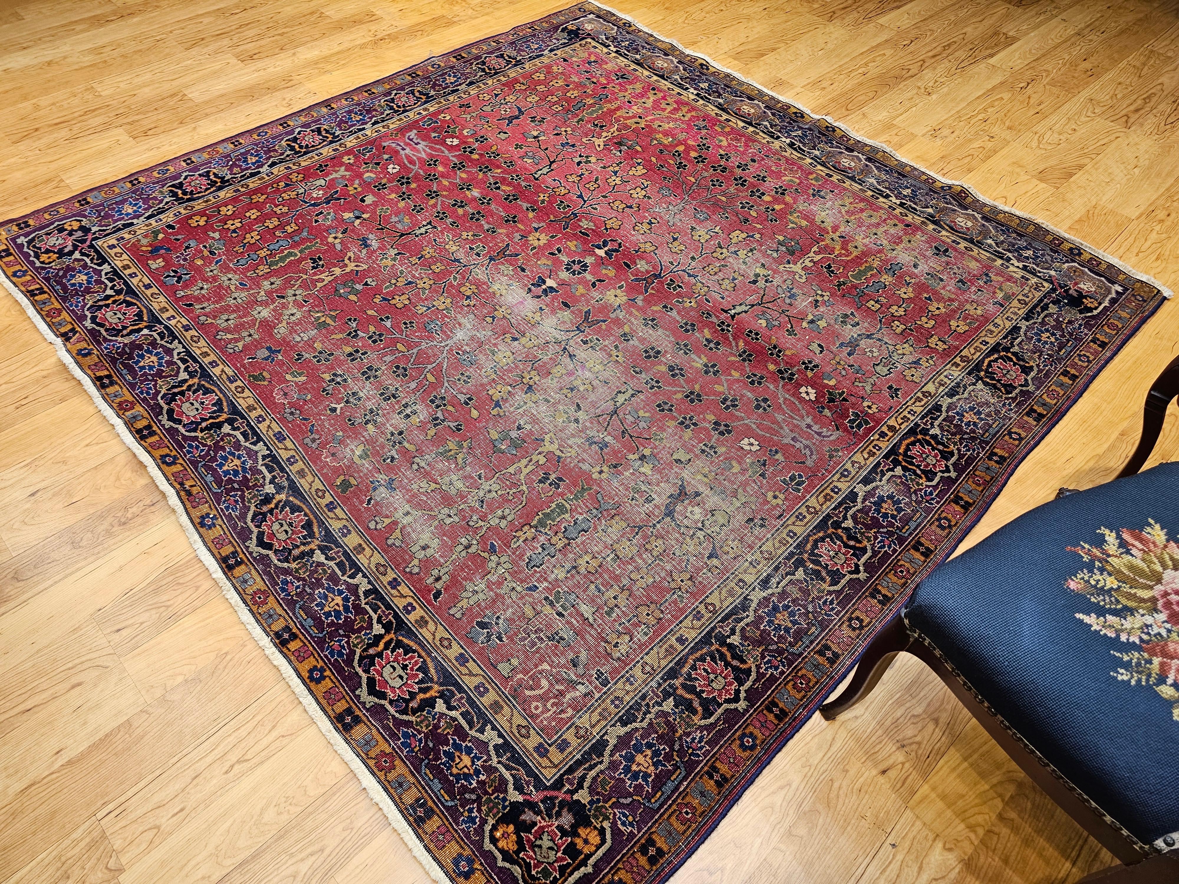 Early 19th Century Square Size Agra Rug in All Over Pattern For Sale 9