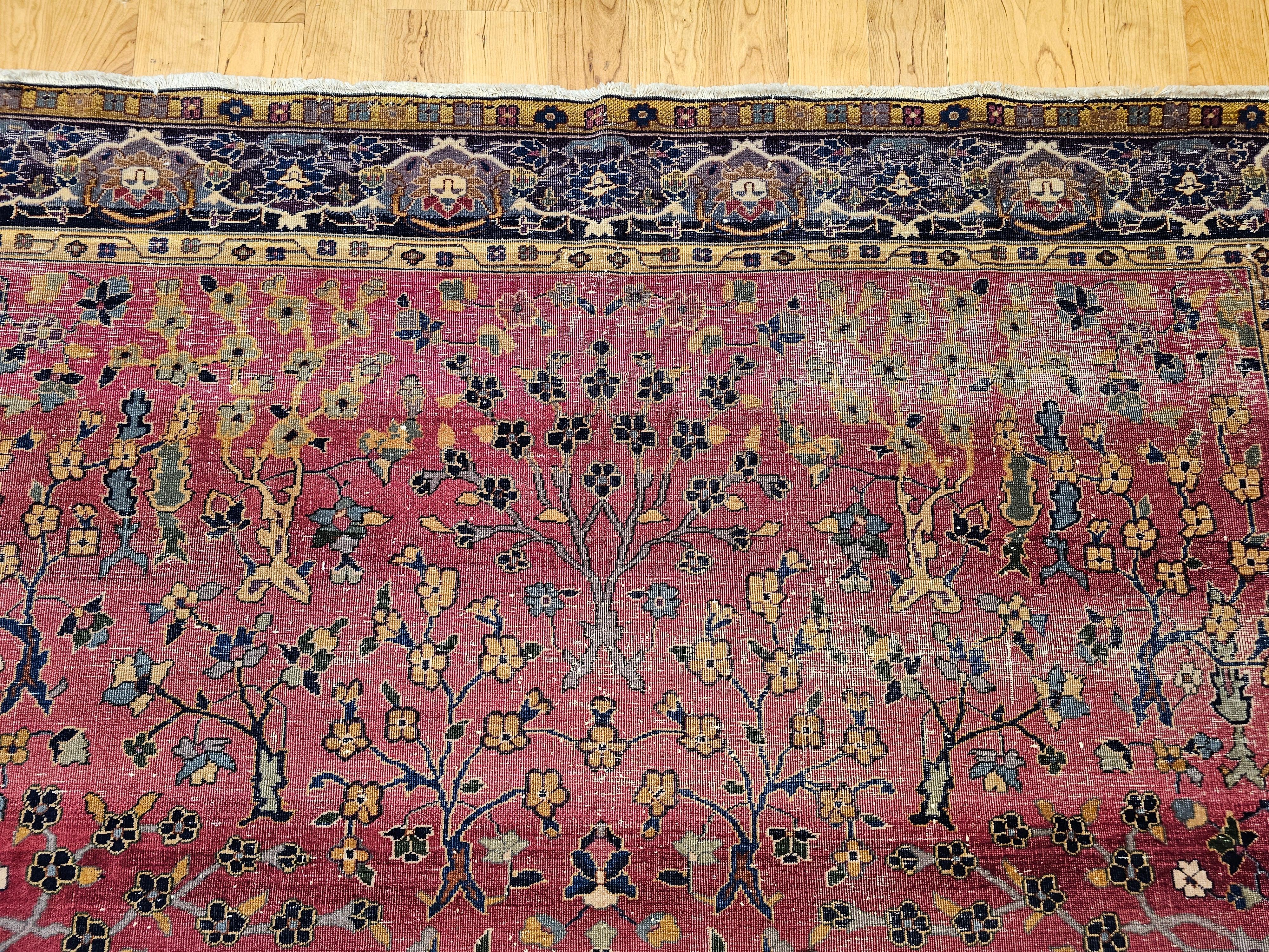 Vegetable Dyed Early 19th Century Square Size Agra Rug in All Over Pattern For Sale