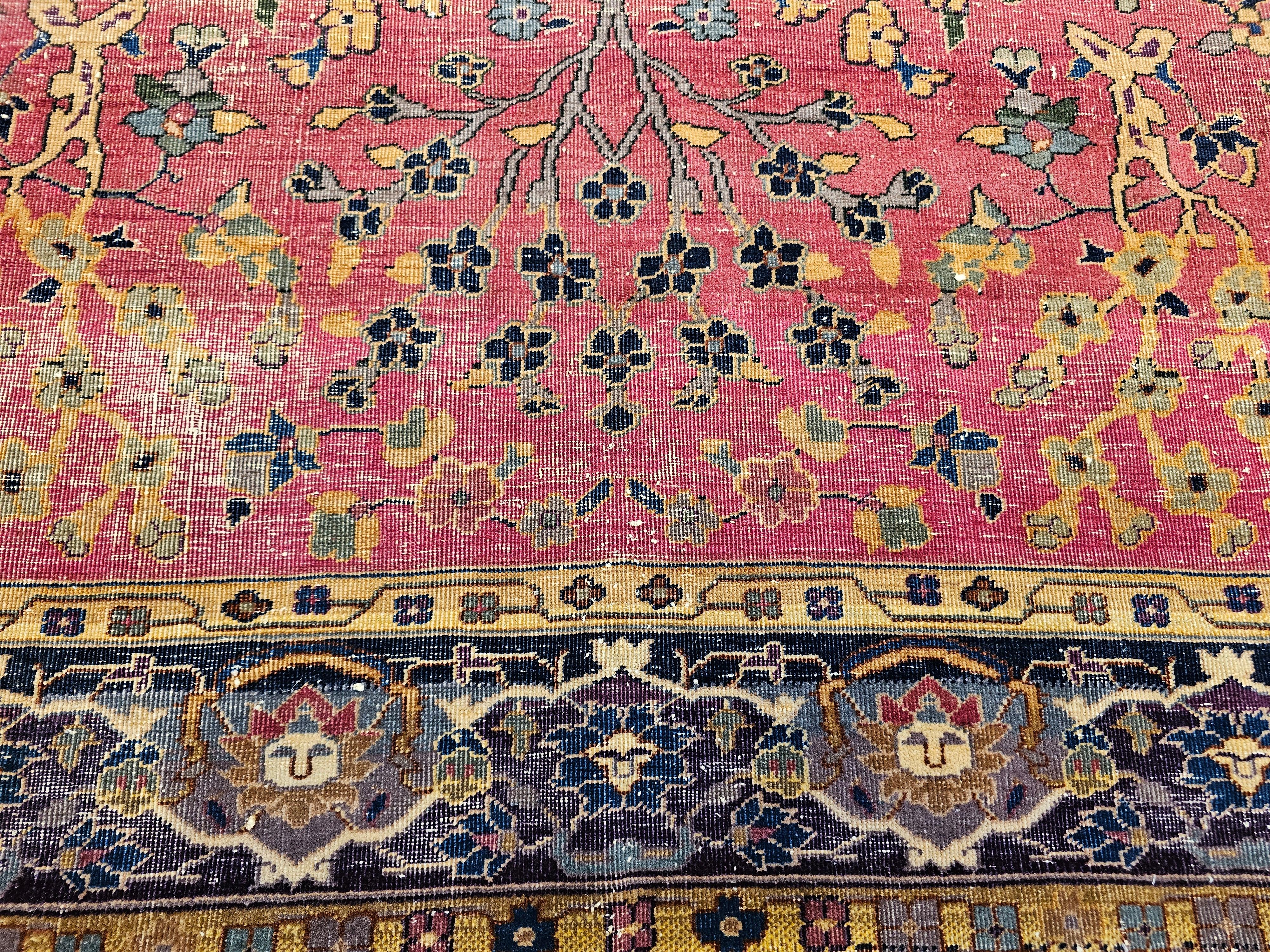 Wool Early 19th Century Square Size Agra Rug in All Over Pattern For Sale