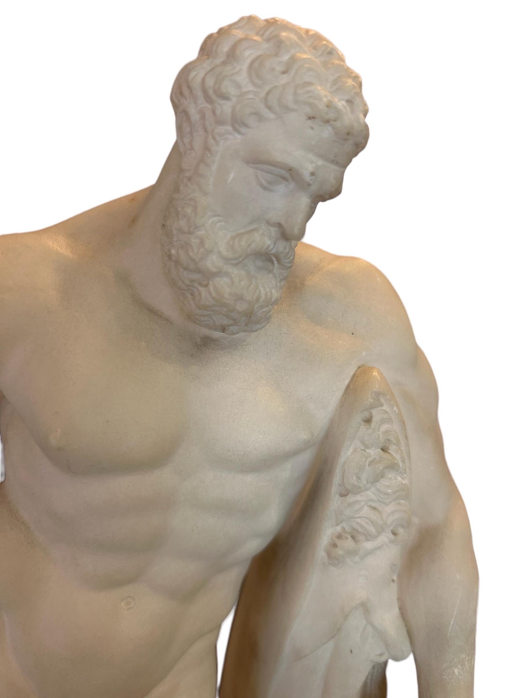 19th Century Early 19th century alabaster sculpture depicting Farnese Hercules For Sale
