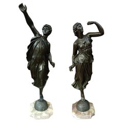 Antique EARLY 19th CENTURY ALLEGORY OF SPRING BRONZE STATUES 