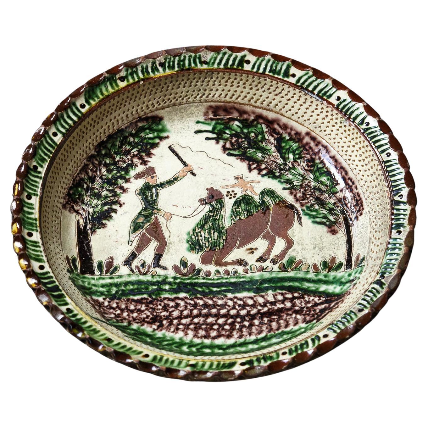 Early 19th Century Alsace Slipware Plate For Sale