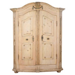 Early 19th Century Alsaitan Painted Pine Bow-Fronted Armoire