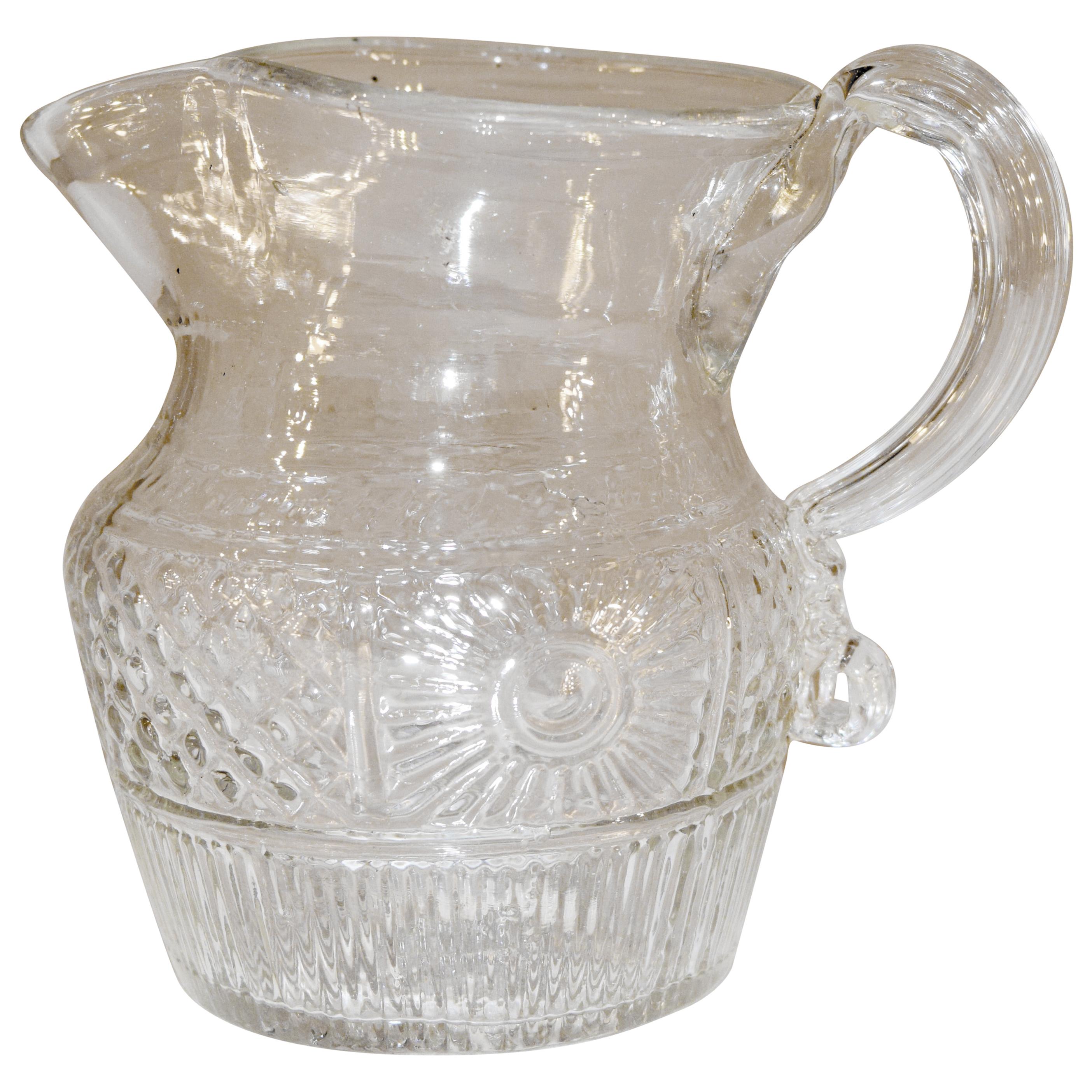 Early 19th Century American Blown Glass Pitcher For Sale