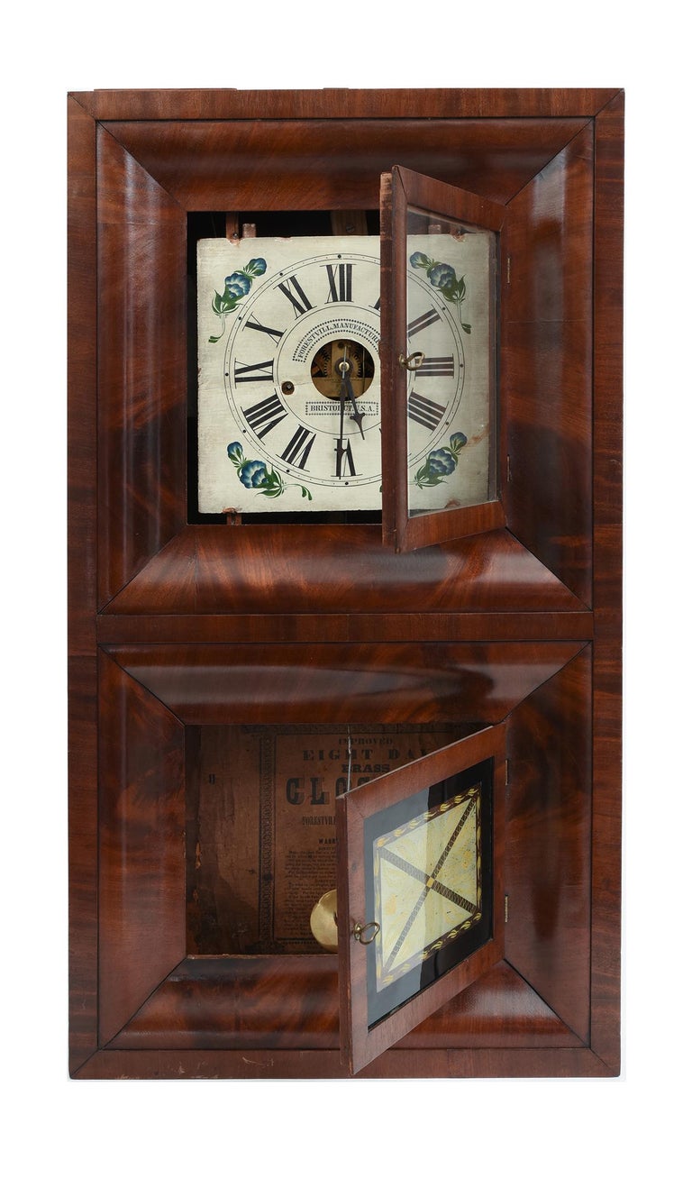 Early 19th Century American Bristol Walnut Case Wall Clock For Sale At
