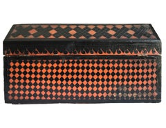 Early 19th Century American Carved Lacquered Folk Art Wooden Box from Tennessee