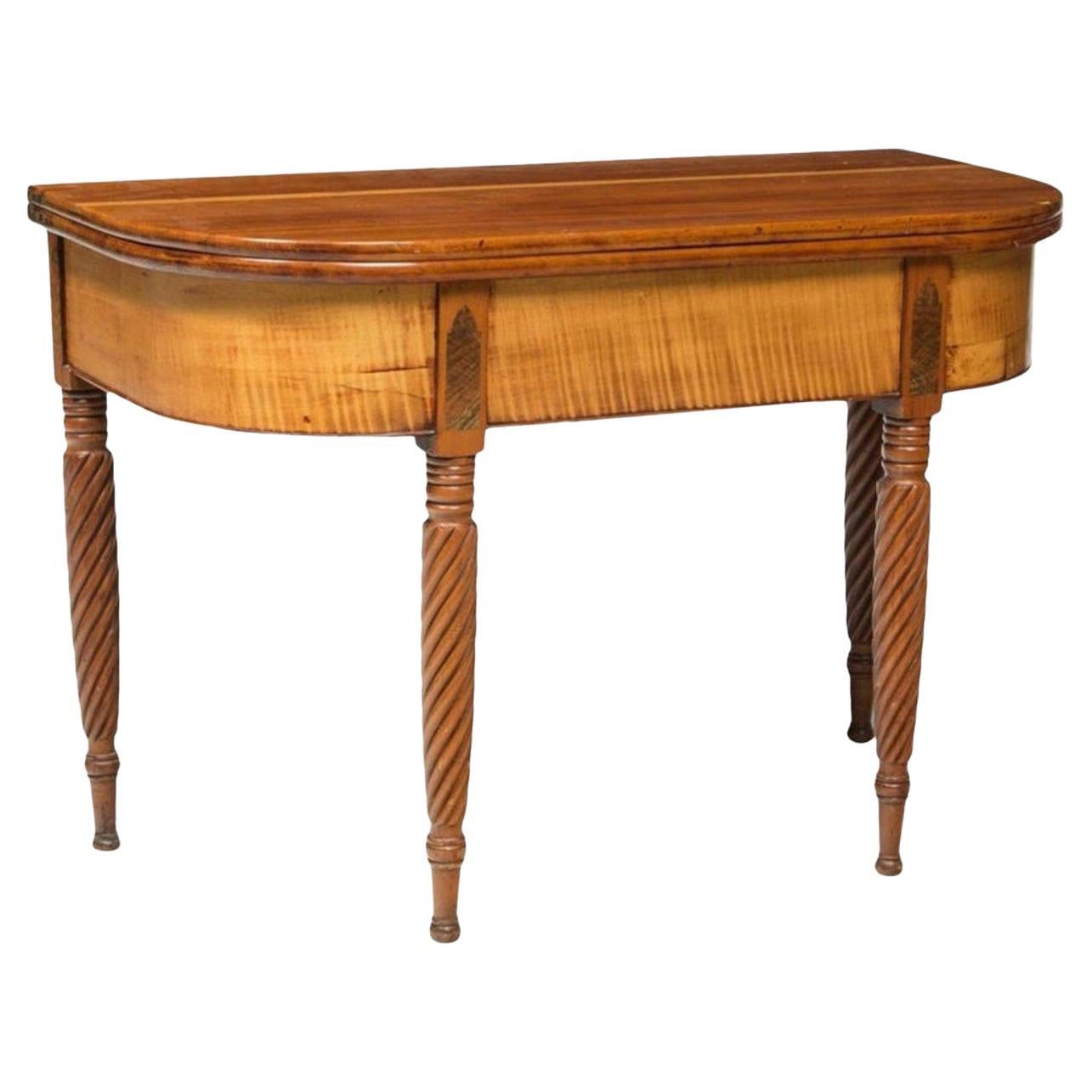 Period Baltimore Classical Curly Maple Console Games Table For Sale
