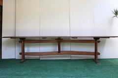 19th Century American Country Console Table, Solid Oak, Rustic Style